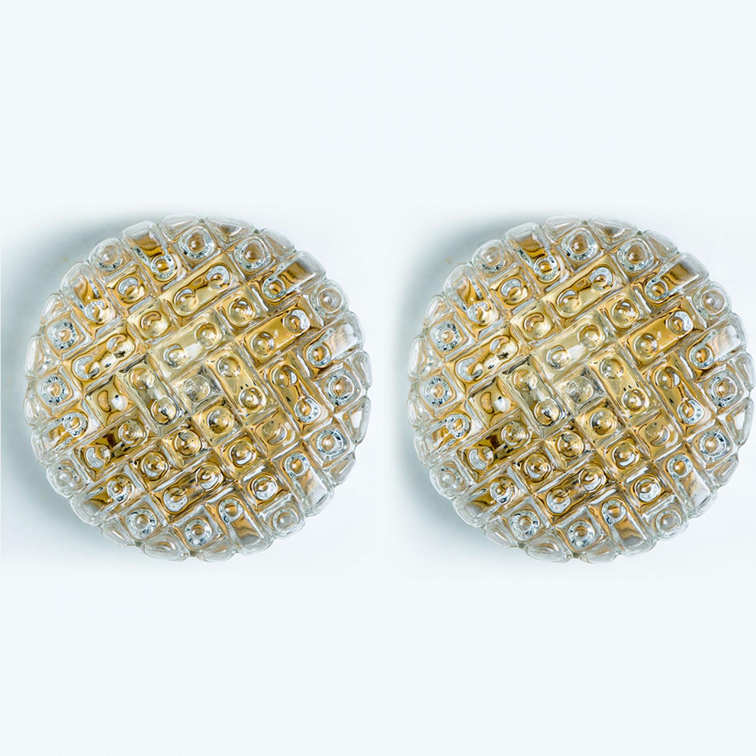 Other A pair of Round Clear Bubble Glass Wall Lights in the Style of Helena Tynell For Sale