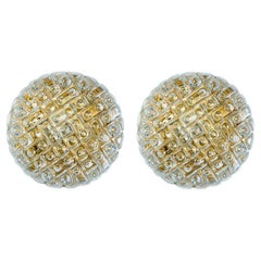 Vintage A pair of Round Clear Bubble Glass Wall Lights in the Style of Helena Tynell