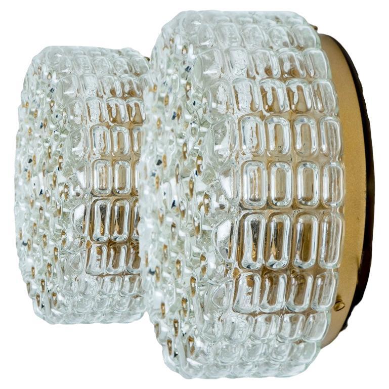 1 of the 4 Symmetrical Round Amber Bubble Glass Wall Light by Helena