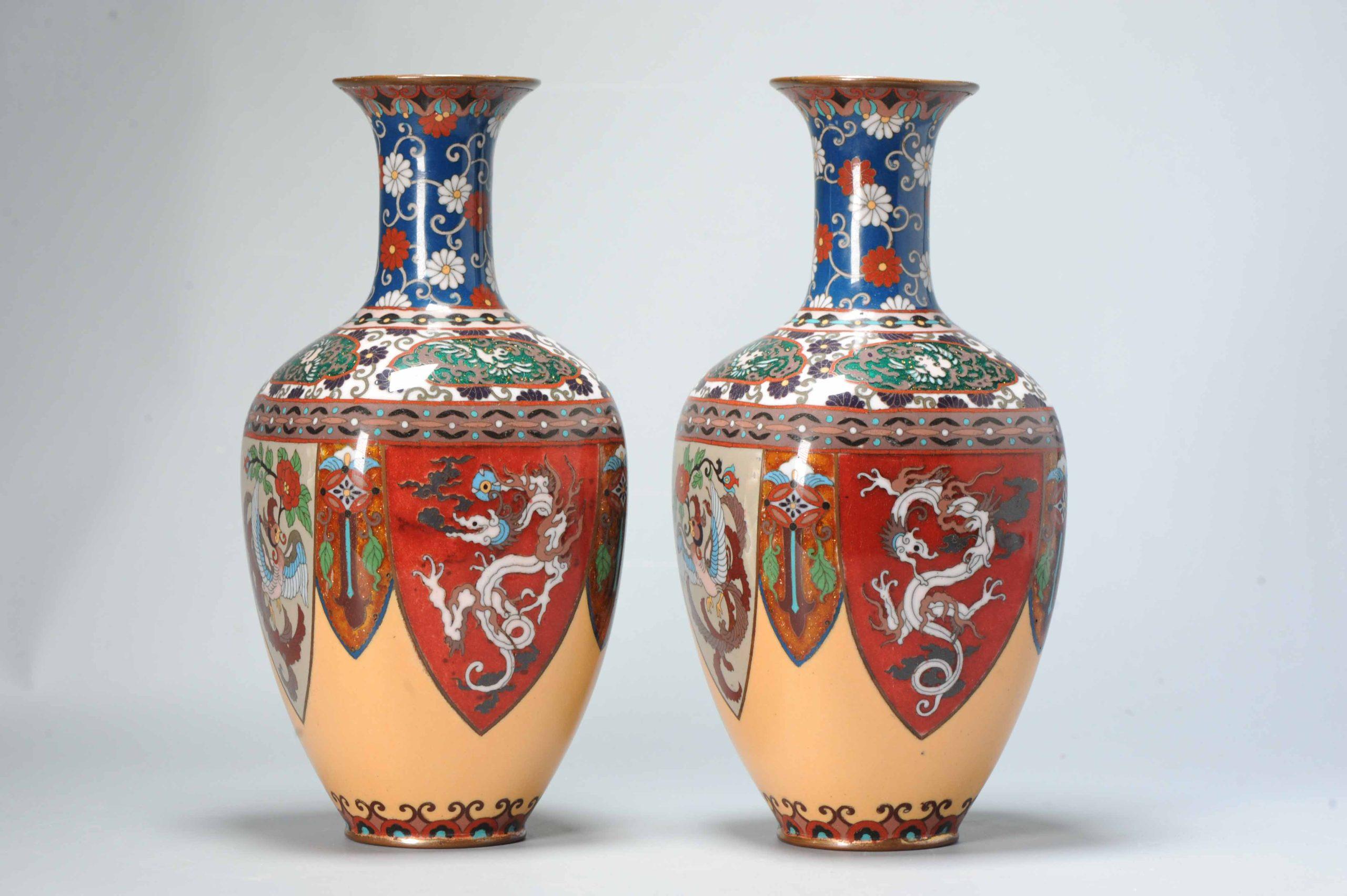 Pair of Round Cloisonné Enamel Vases Meiji Era '1868-1912' Dragons For Sale 5