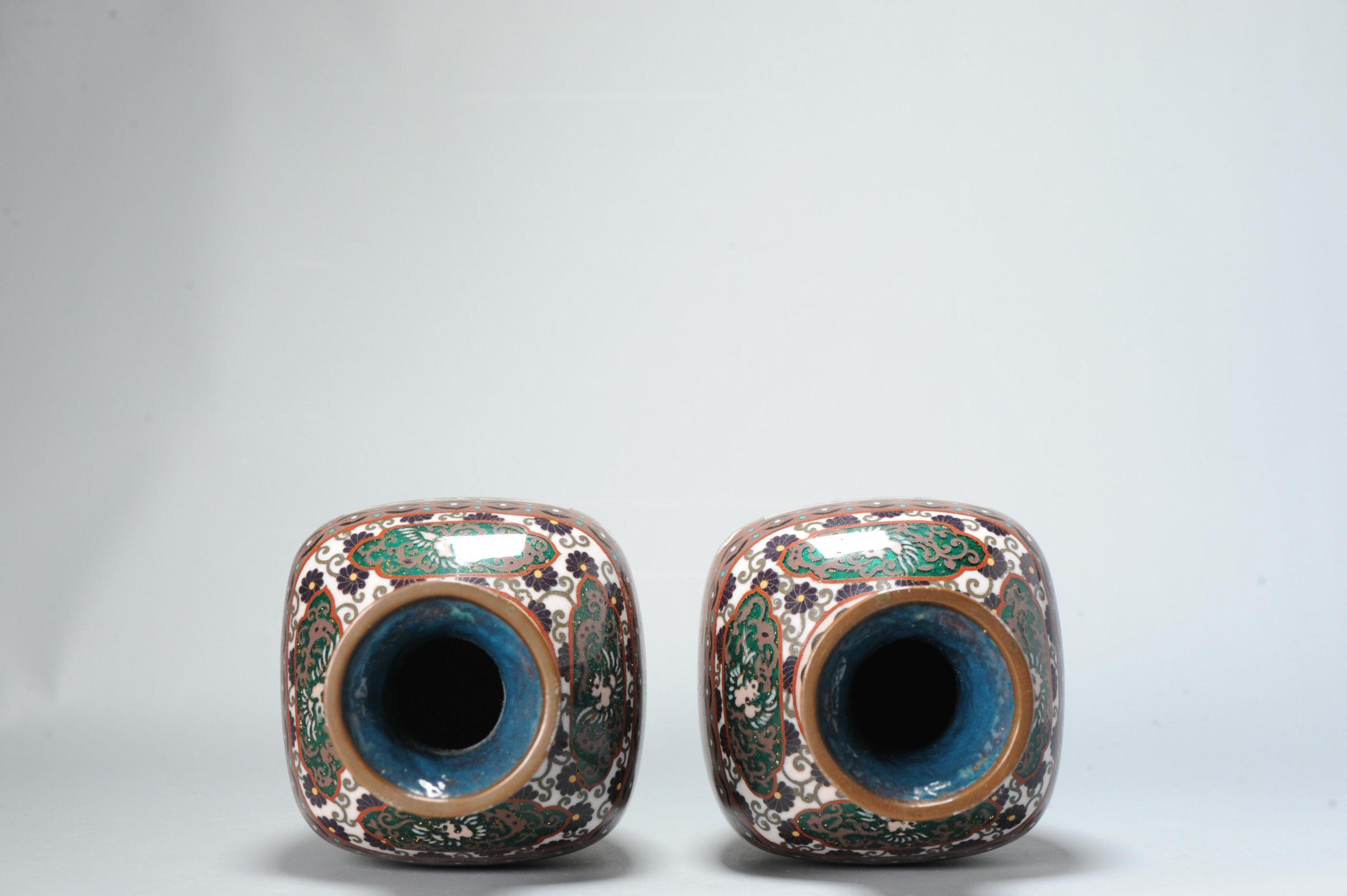 Pair of Round Cloisonné Enamel Vases Meiji Era '1868-1912' Dragons For Sale 9