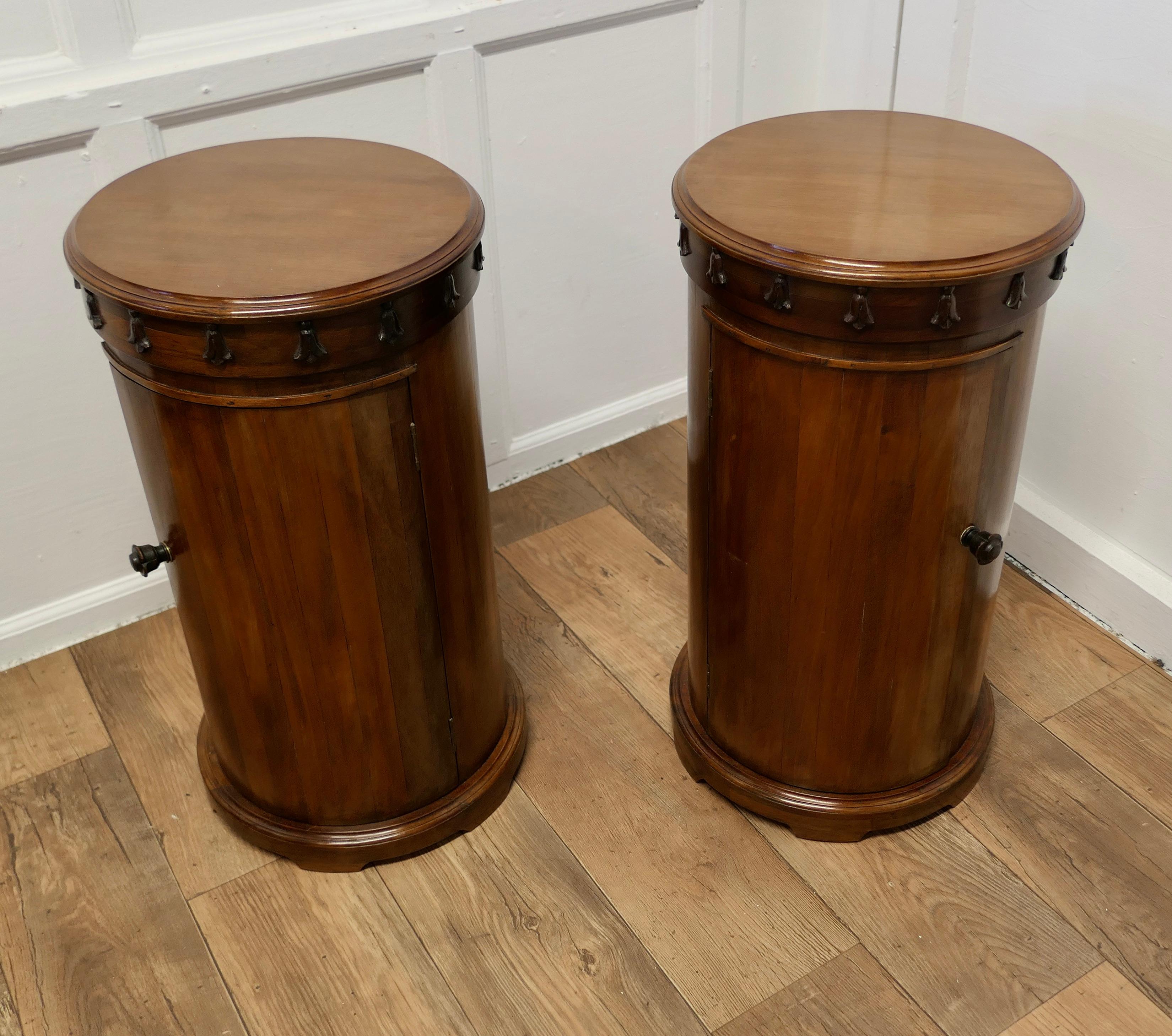 Victorian Pair of Round Side Cabinets or Night Stands