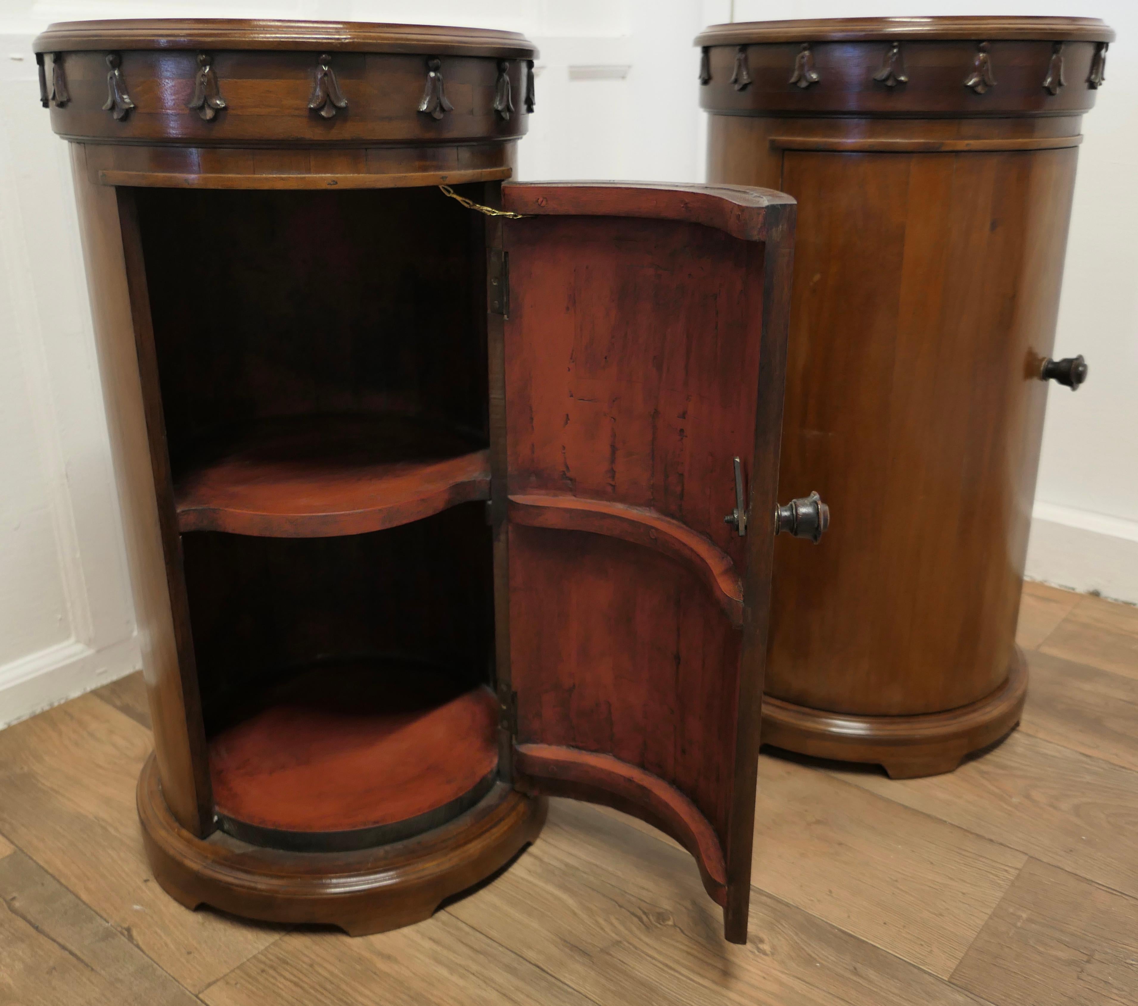 Late 19th Century Pair of Round Side Cabinets or Night Stands