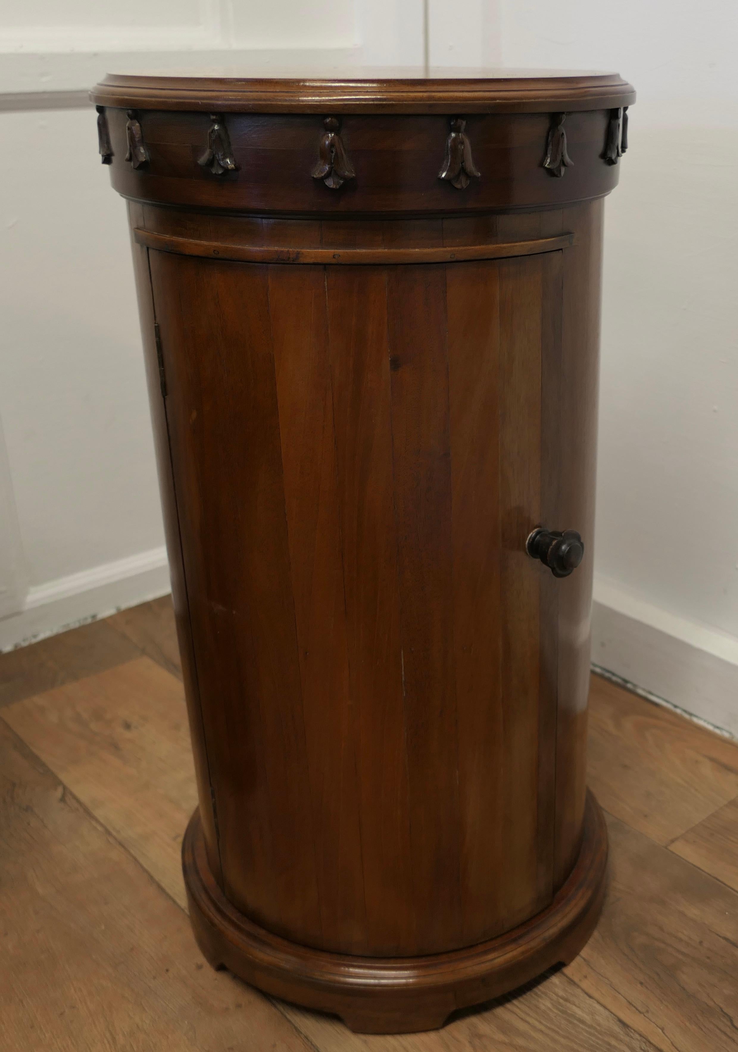 Walnut Pair of Round Side Cabinets or Night Stands