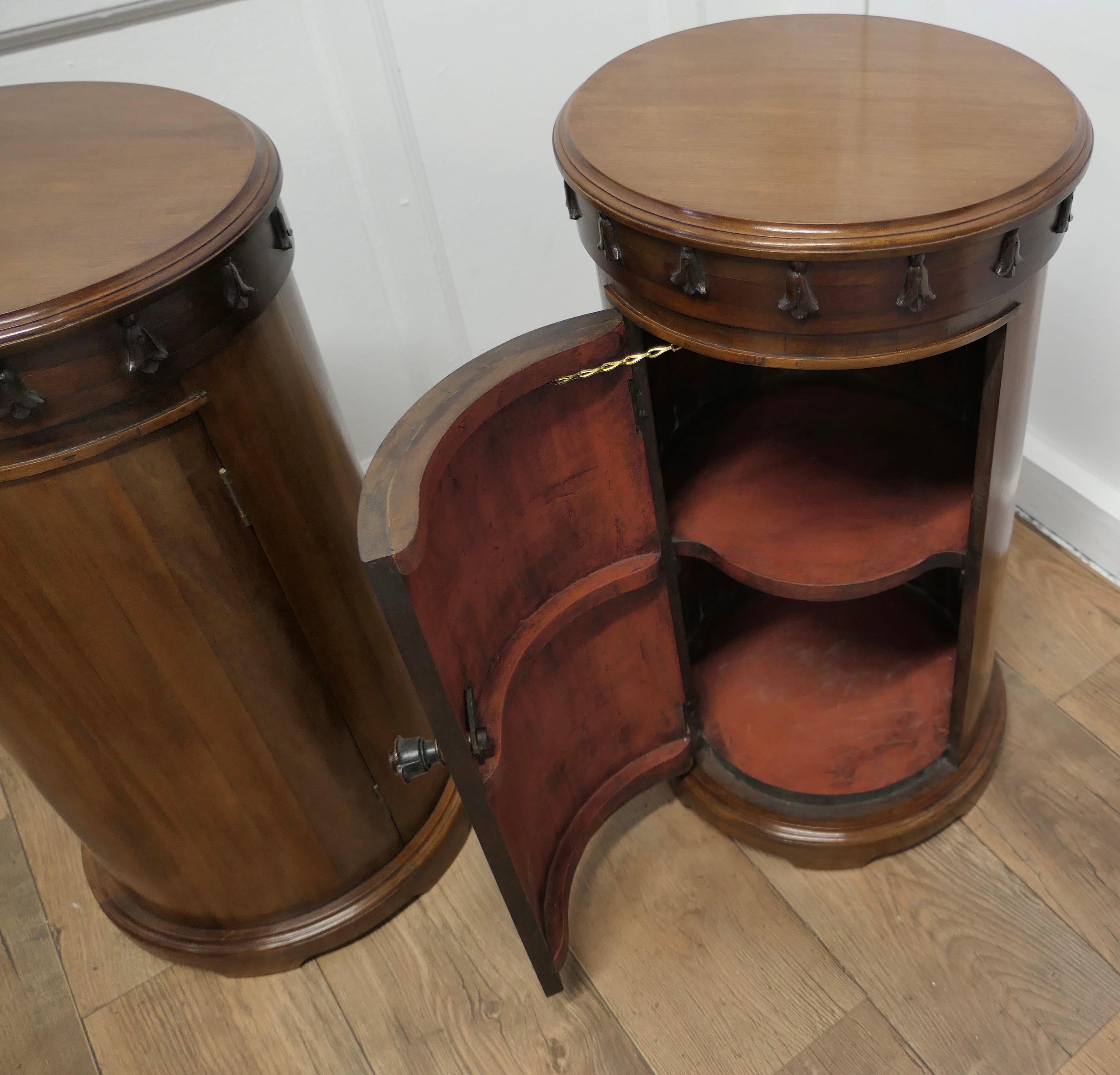 Pair of Round Side Cabinets or Night Stands 1
