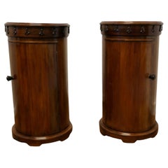 Antique Pair of Round Side Cabinets or Night Stands