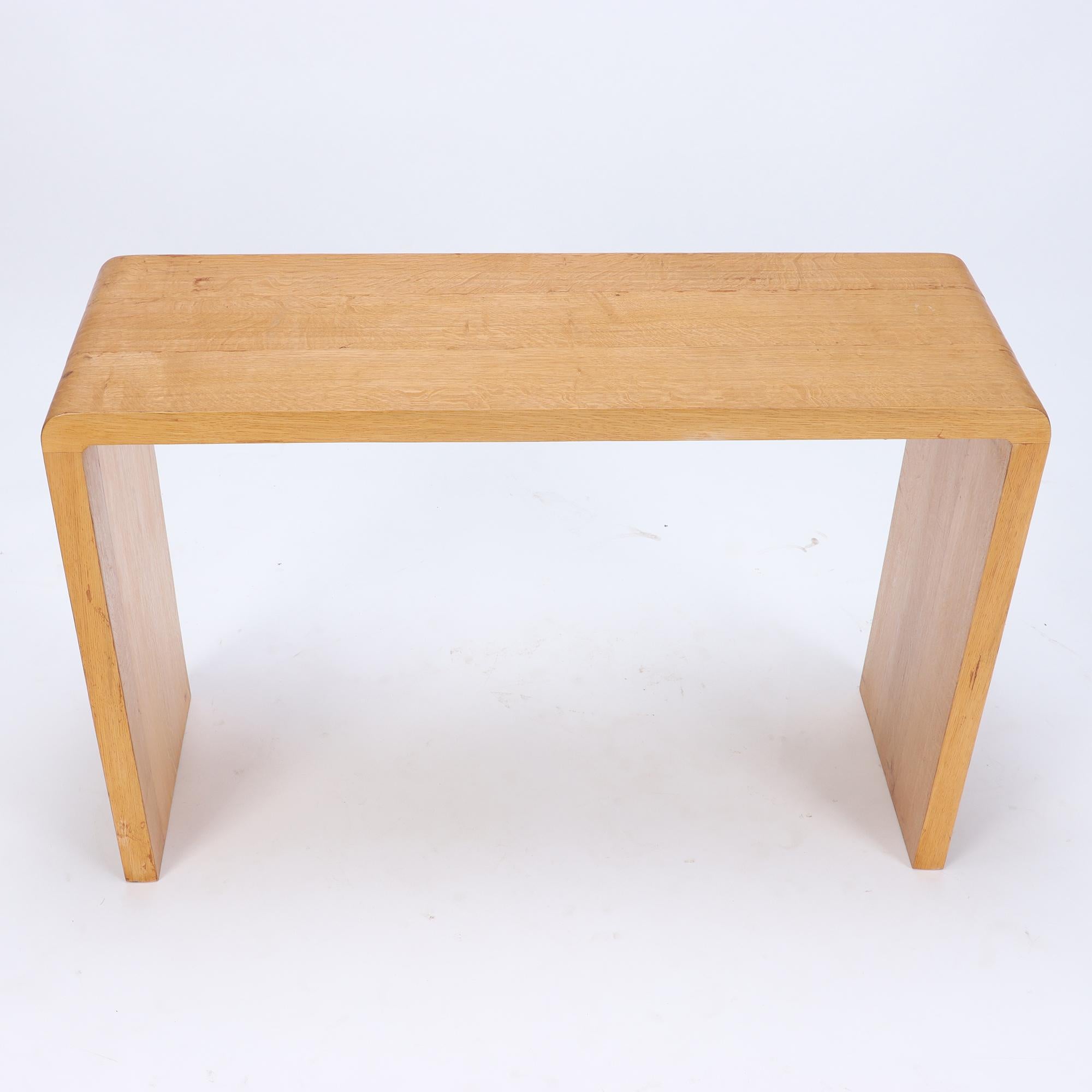 Pair of Rounded Cerused Oak Console Tables, Contemporary For Sale 1