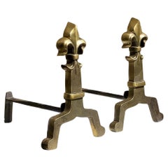 Ein ROYAL Paar ART-DECO NEOCLASSICAL SHABBY-CHIC Bronze ANDIRONS, Frankreich 1950