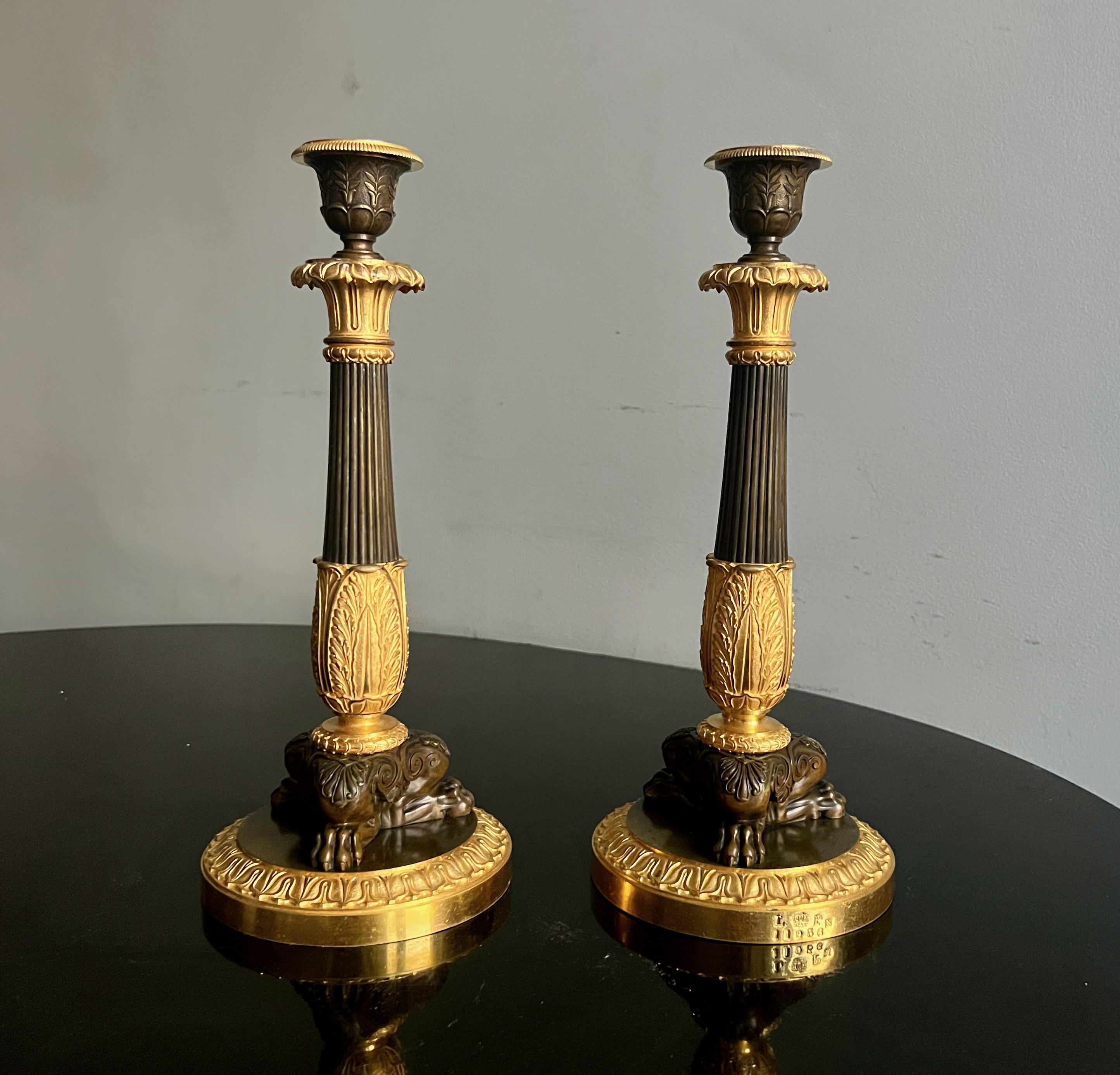 Pair of Royal Candlesticks from King Louis-Philippe's Chateau De Neuilly In Good Condition In Stockholm, SE