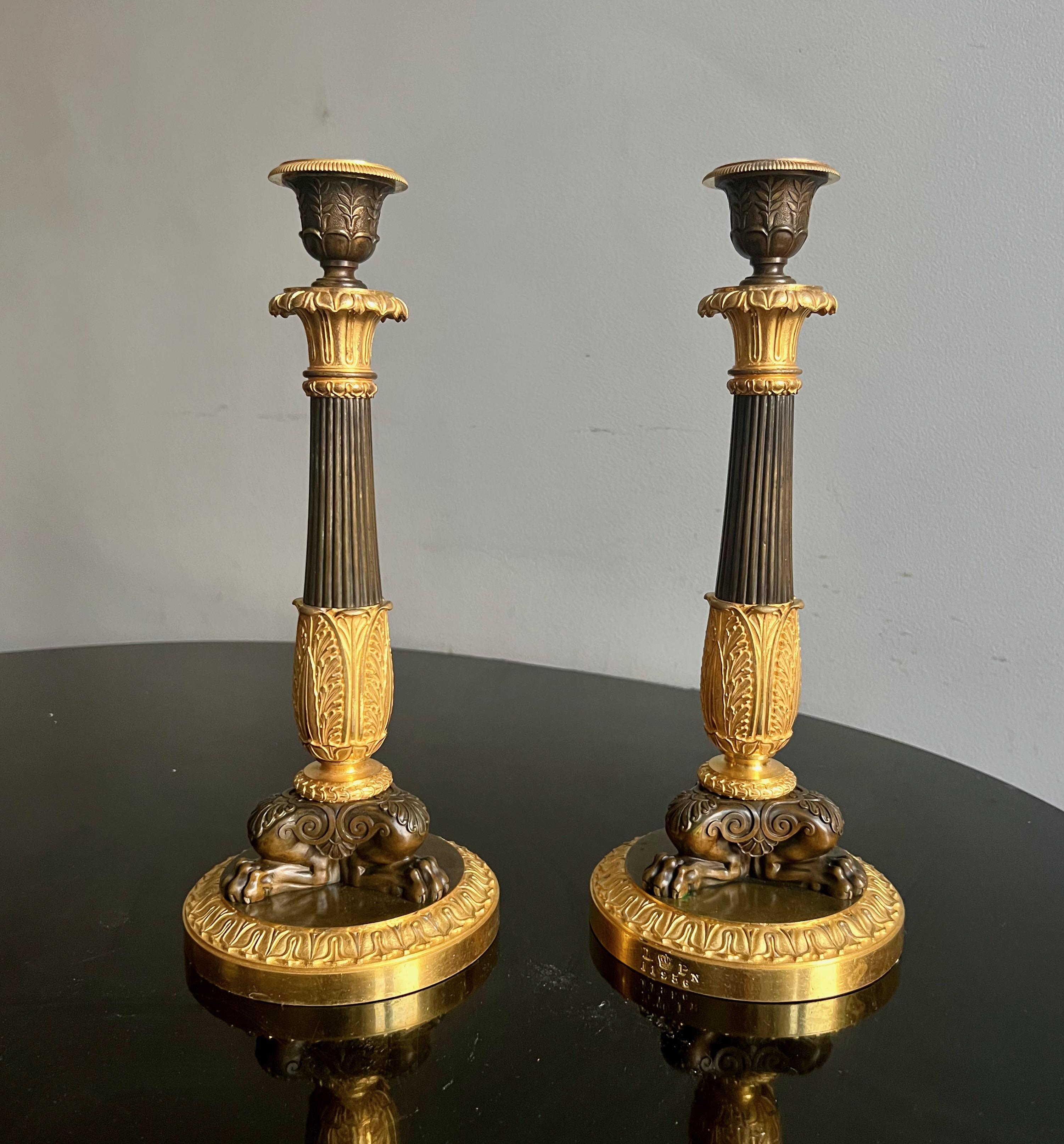 Mid-19th Century Pair of Royal Candlesticks from King Louis-Philippe's Chateau De Neuilly