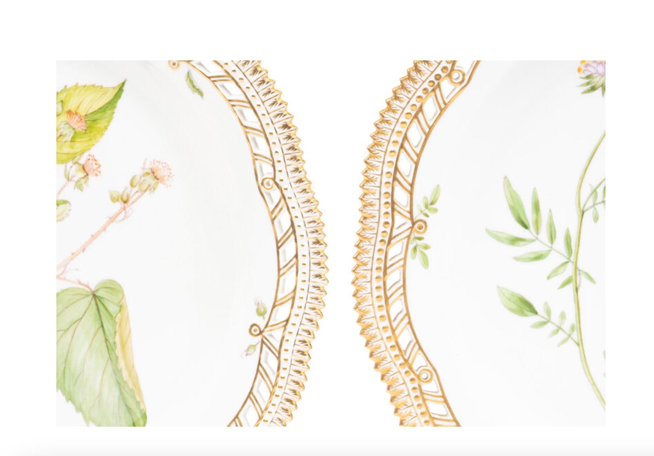 Danish A Pair of Royal Copenhagen Flora Danica Reticulated Porcelain Platters 20th Cent For Sale