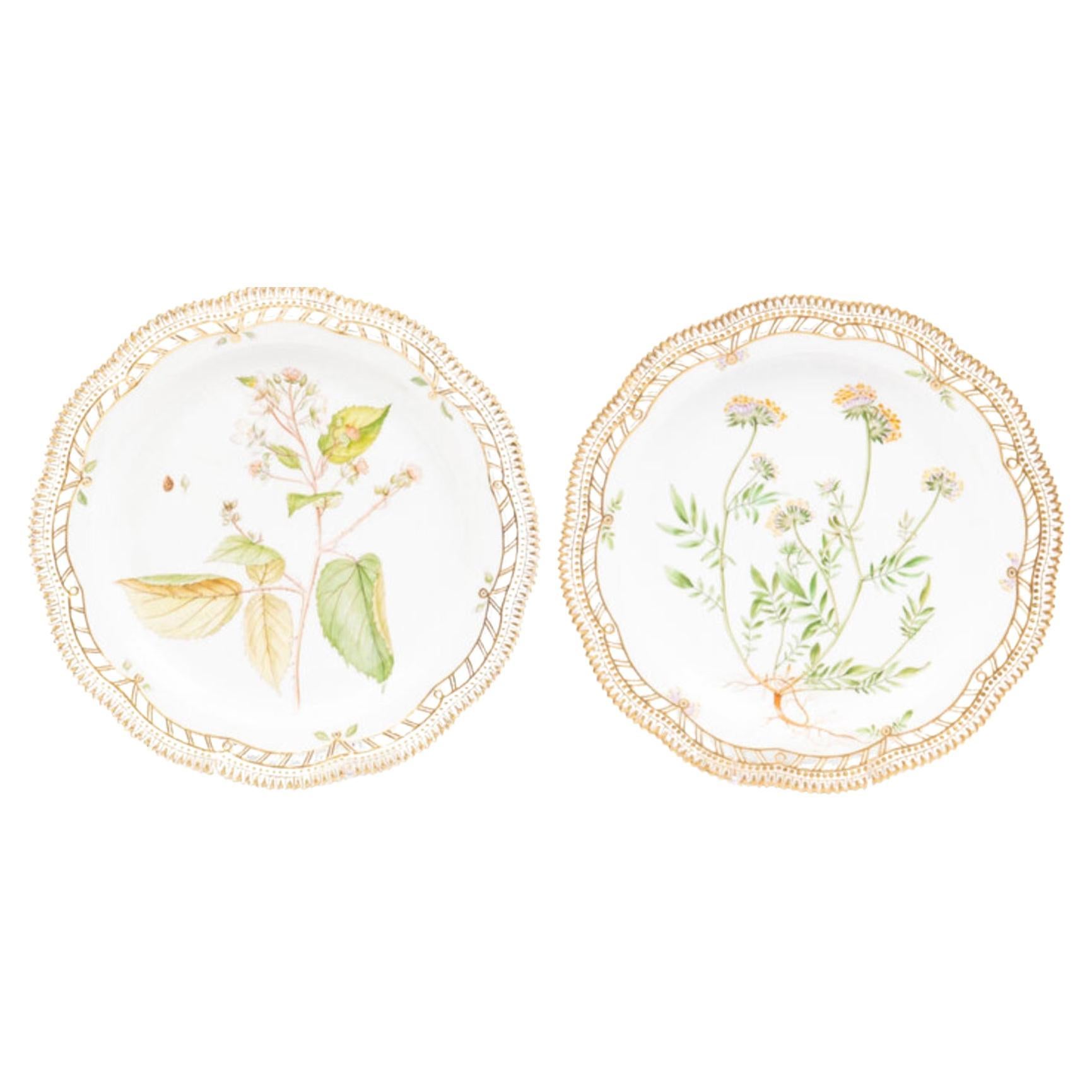 A Pair of Royal Copenhagen Flora Danica Reticulated Porcelain Platters 20th Cent