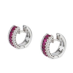 Pair of Rubie and Diamond Huggie Earrings