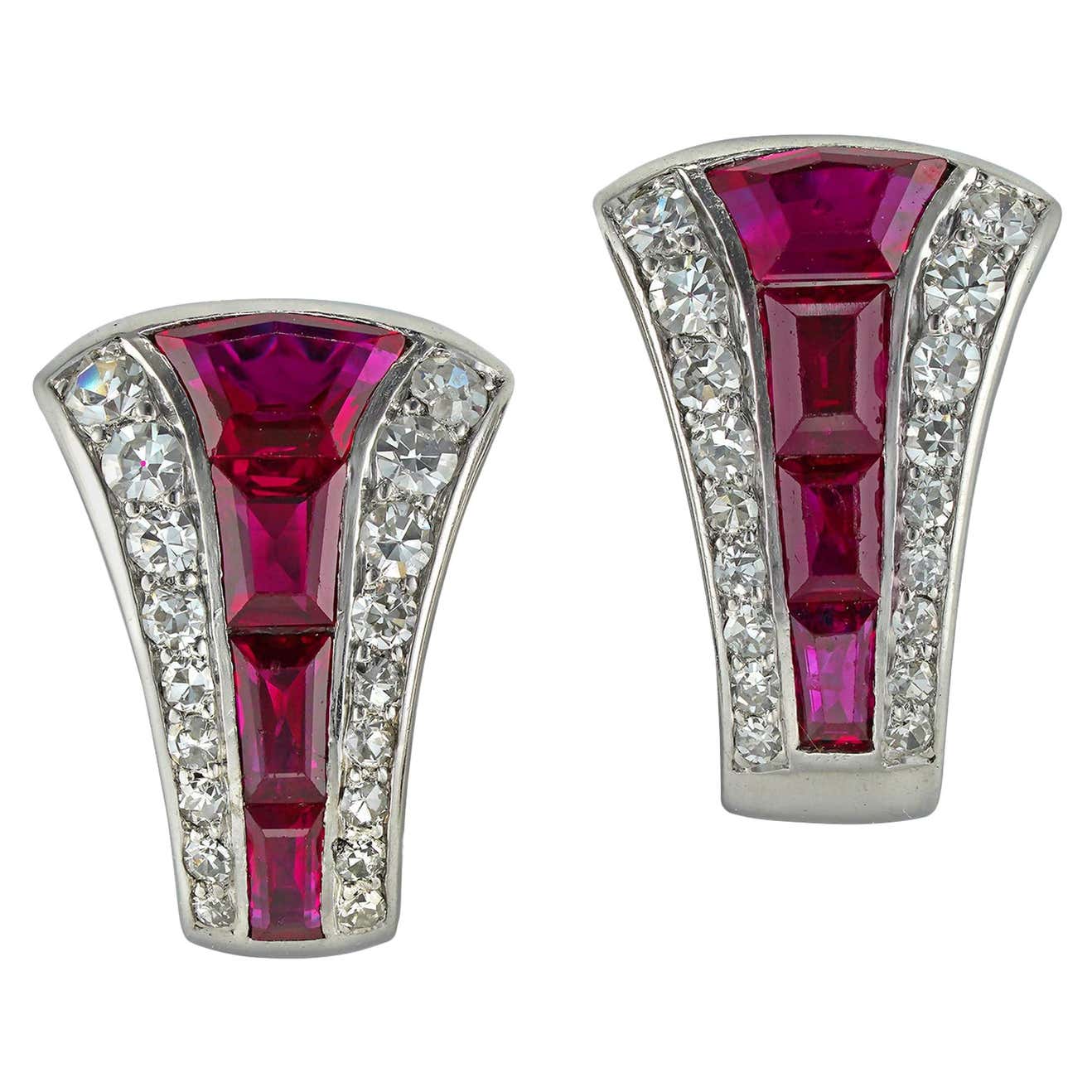 Ruby clip on earrings Clearance