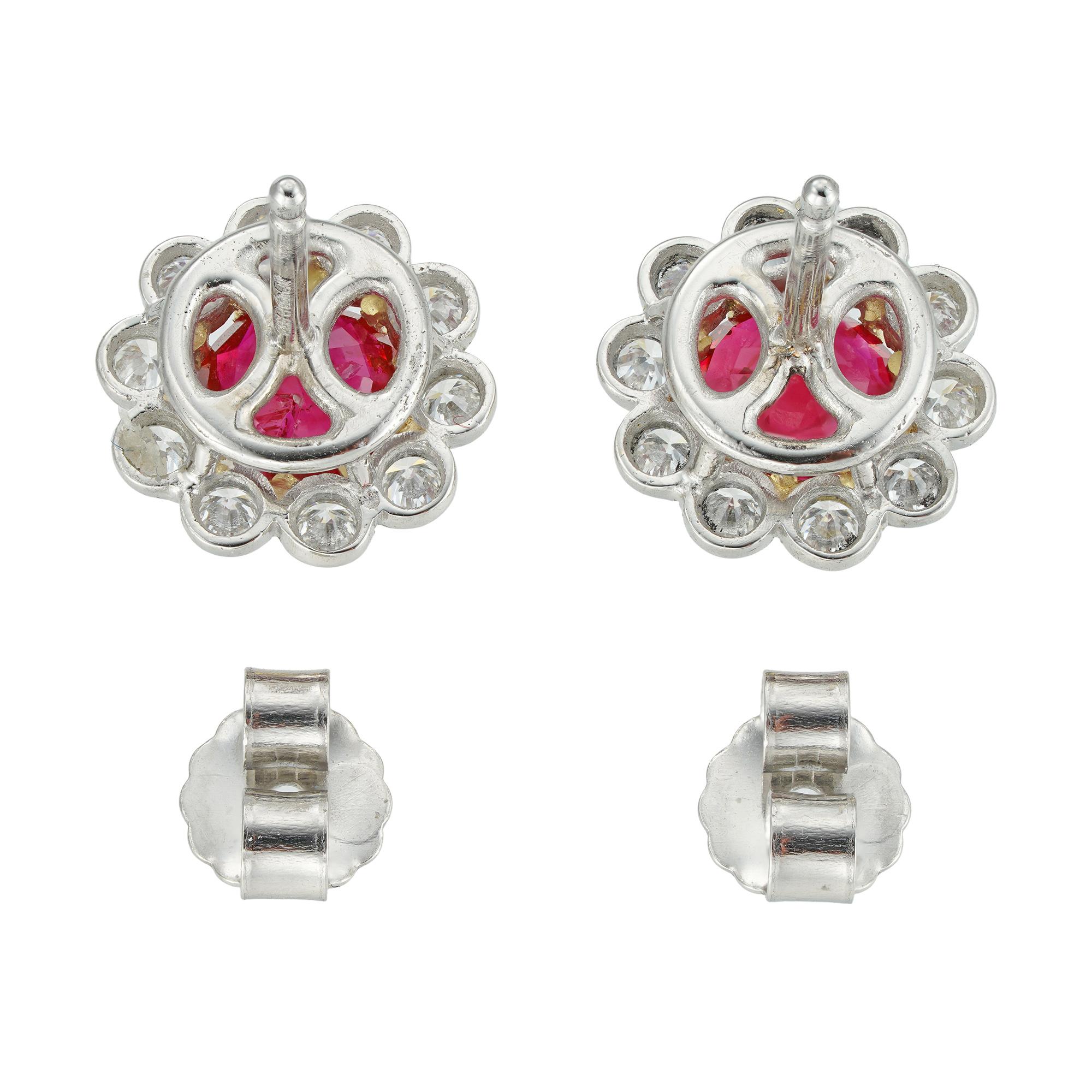 ruby cluster earrings