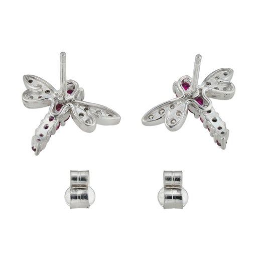 Pair of Ruby and Diamond Dragonfly Earrings at 1stDibs
