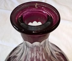 Pair of Ruby Flashed and Engraved Early 19th Century Bohemian Glass Decanters