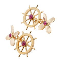 A Pair Of Ruby Novelty Nautical Cufflinks