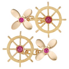 A Pair Of Ruby Novelty Nautical Cufflinks