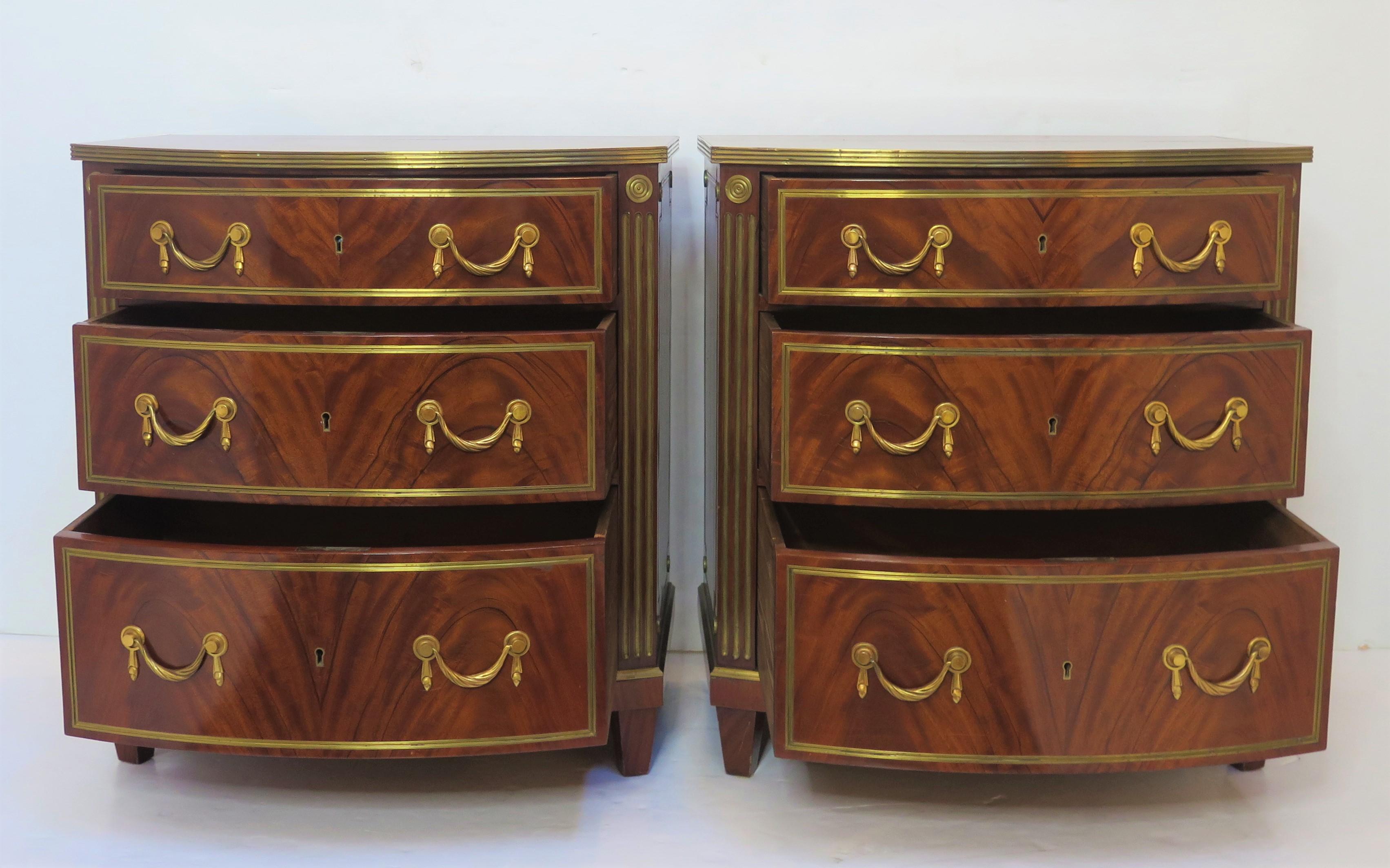 Brass A Pair of Russian Neoclassical Chests of Drawers For Sale