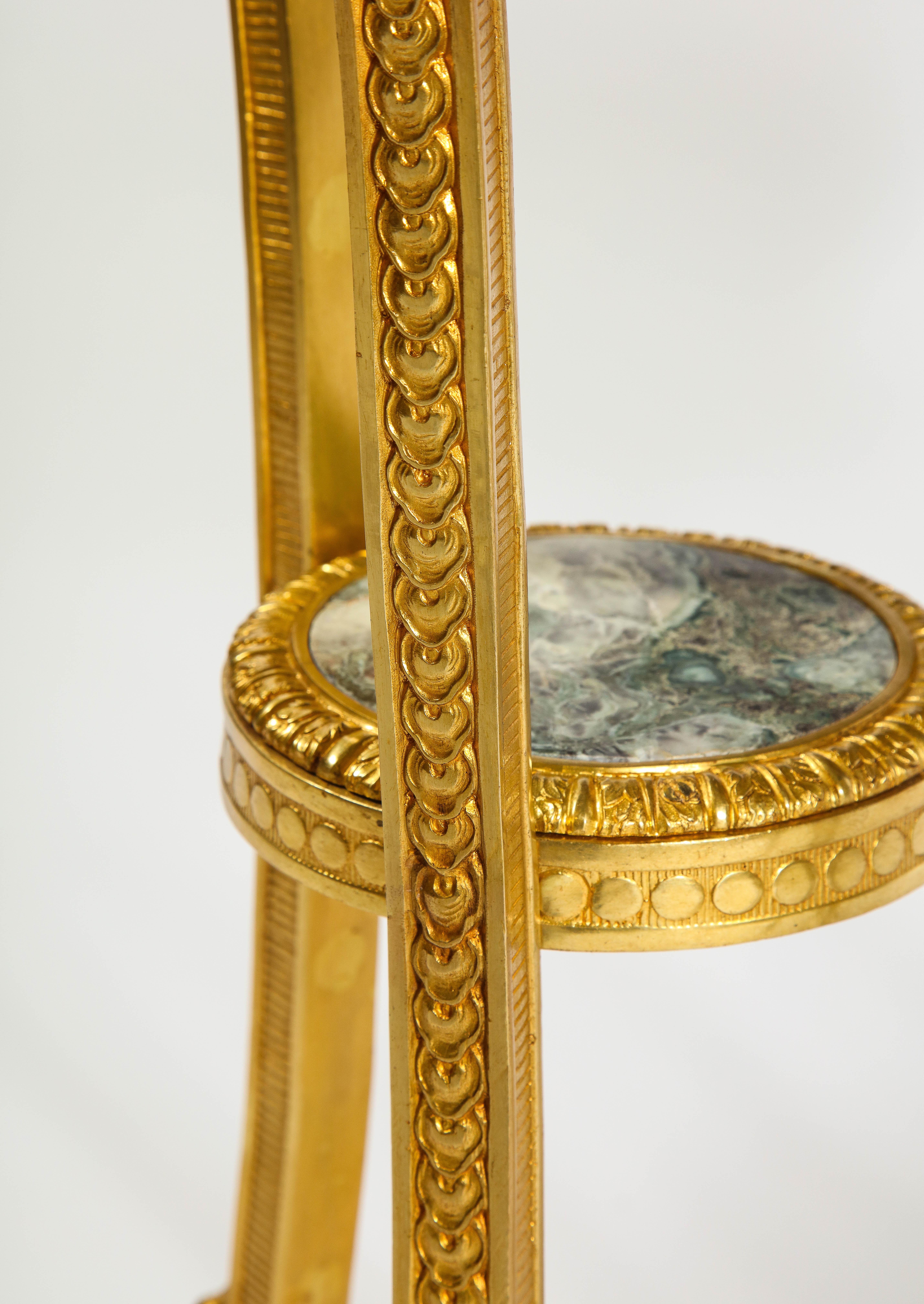 Early 20th Century Pair of Russian Neoclassical Style Gilt Bronze and Marble-Top Guéridons