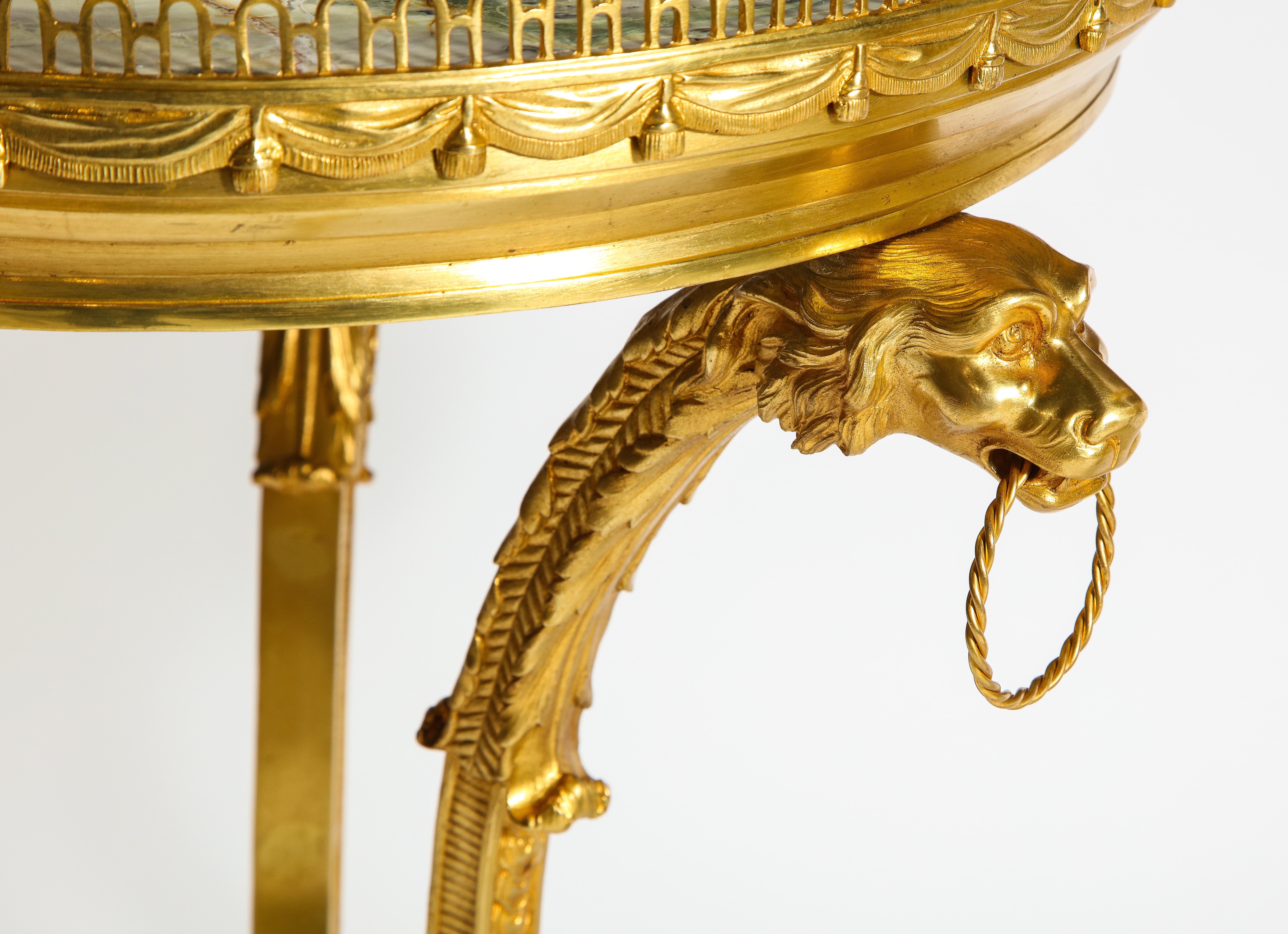 Pair of Russian Neoclassical Style Gilt Bronze and Marble-Top Guéridons 3