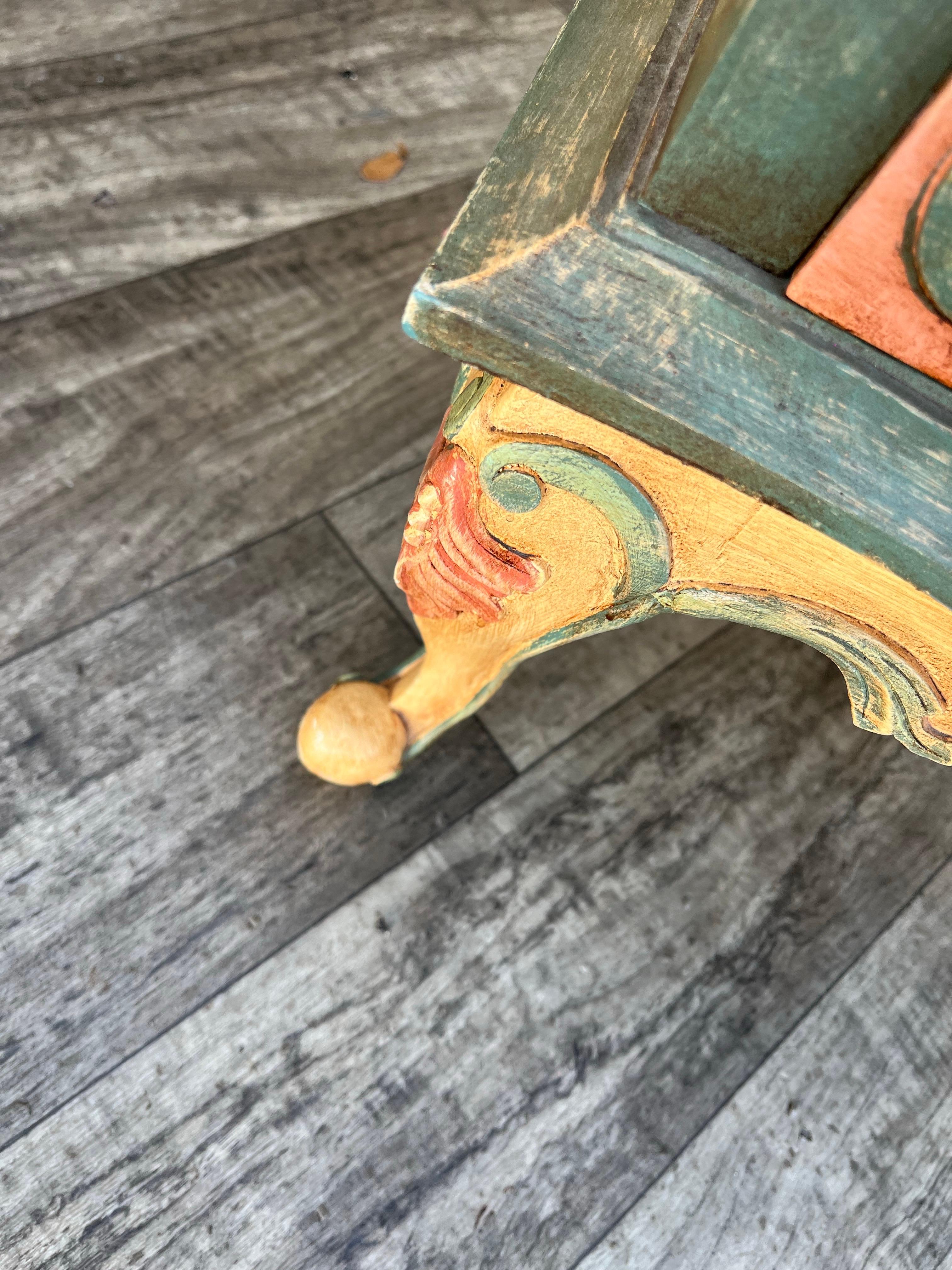 A Pair of Rustic Bohemian Style hand-crafted Venetian Rococo Style Nightstands. For Sale 8