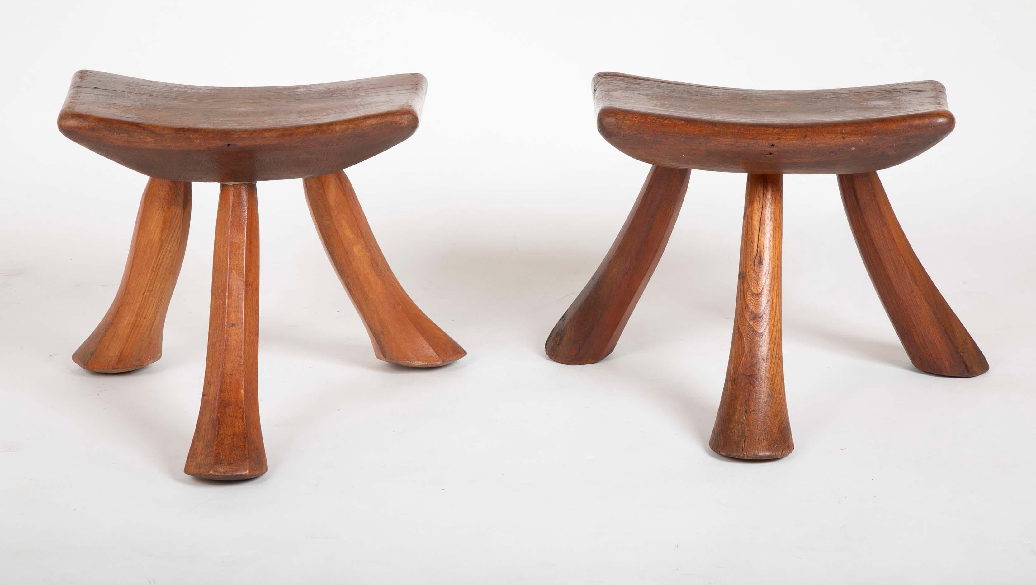 Country Pair of Rustic Maple Stools
