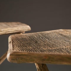 Pair of Rustic Oak Tripod Tables