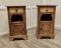 Pair of Rustic Pine Bedside Cabinets with Brushing Slides