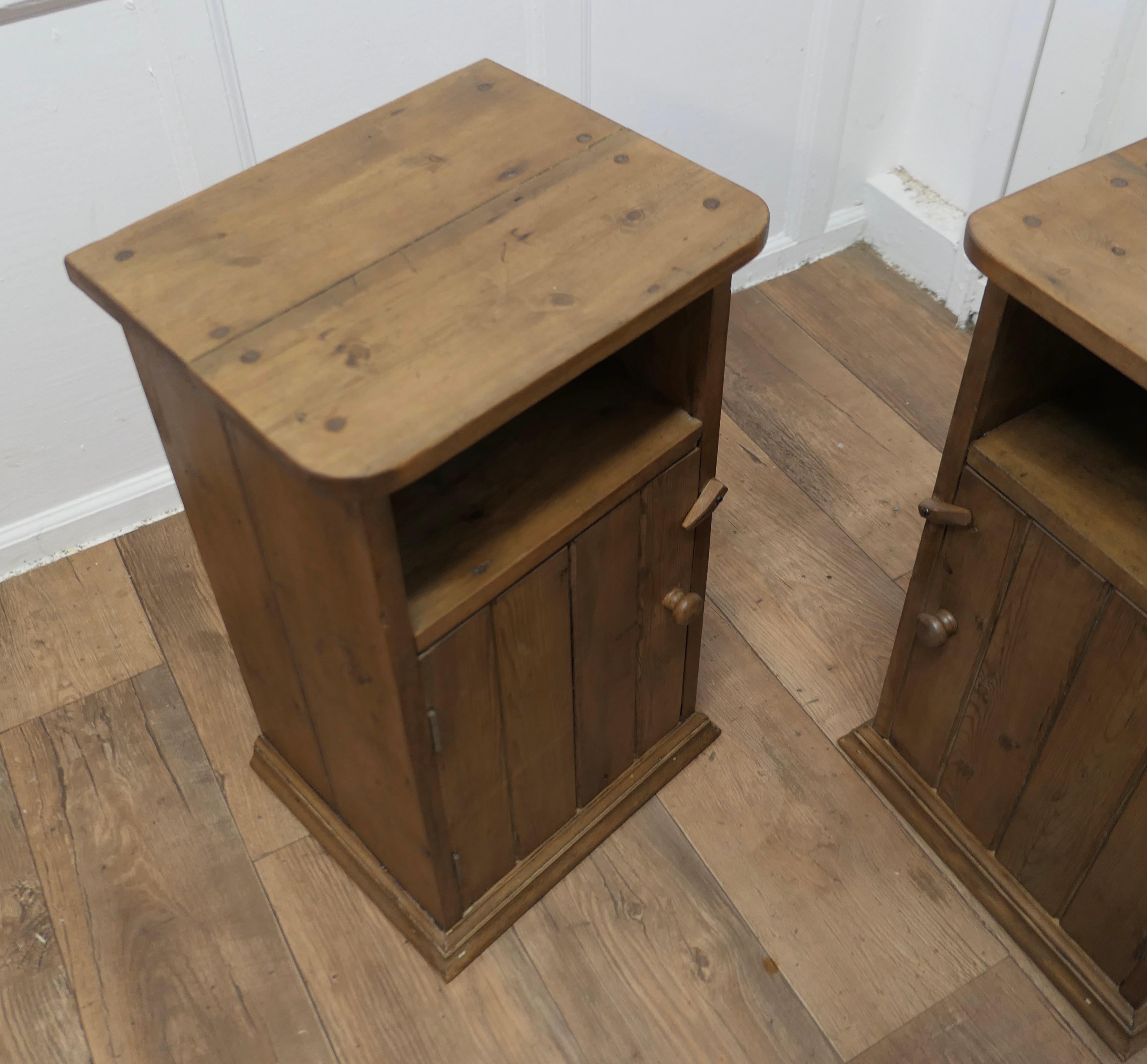 A Pair of Rustic Pine Bedside Cupboards, Night Tables    For Sale 1