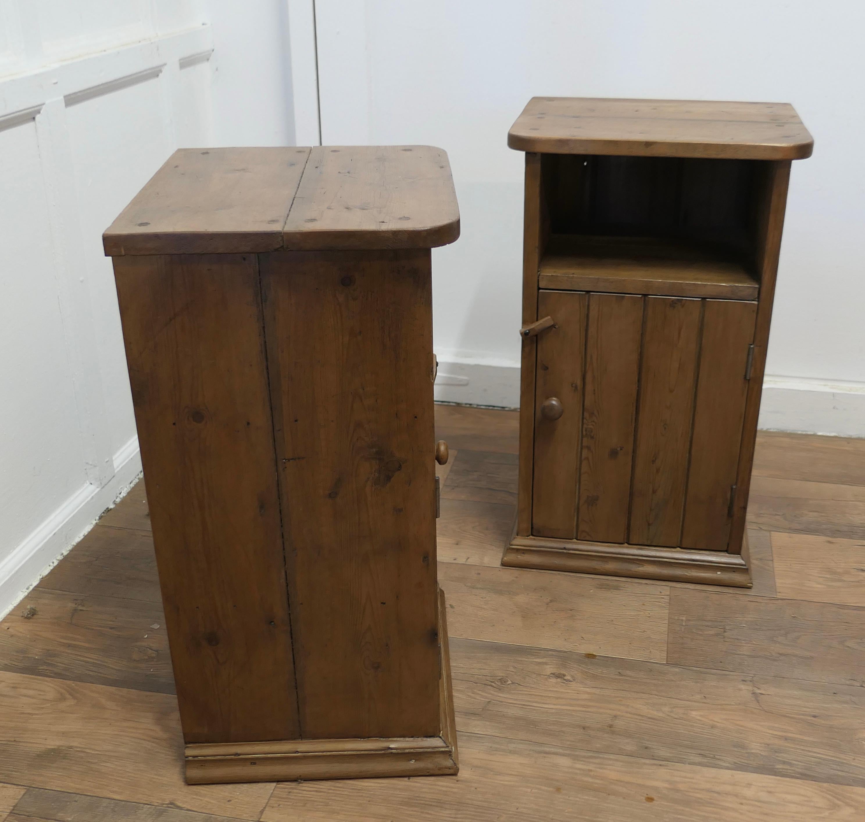 A Pair of Rustic Pine Bedside Cupboards, Night Tables    For Sale 2
