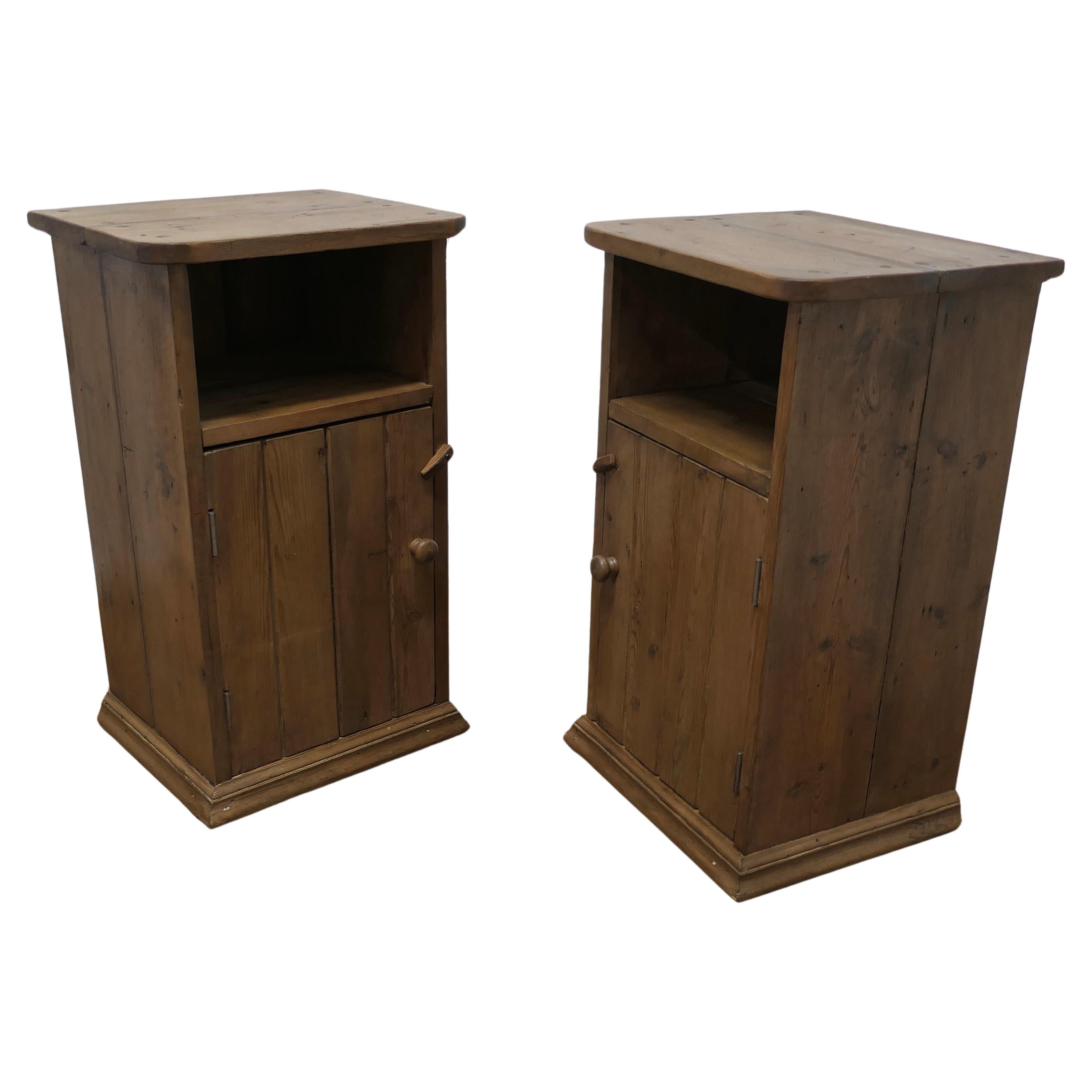 A Pair of Rustic Pine Bedside Cupboards, Night Tables