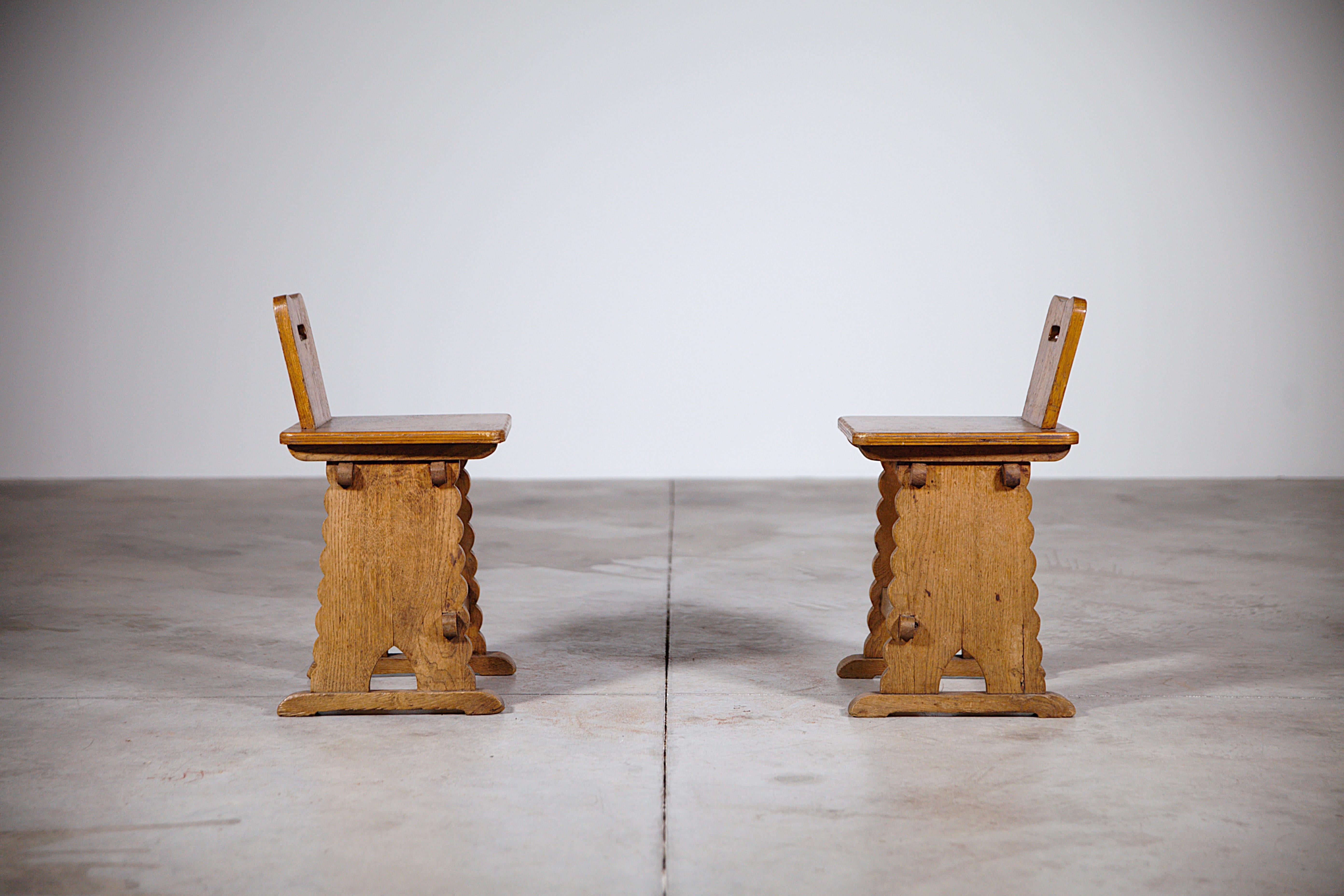 A Pair of Rustic Stools from French Mountains 1970s For Sale 6