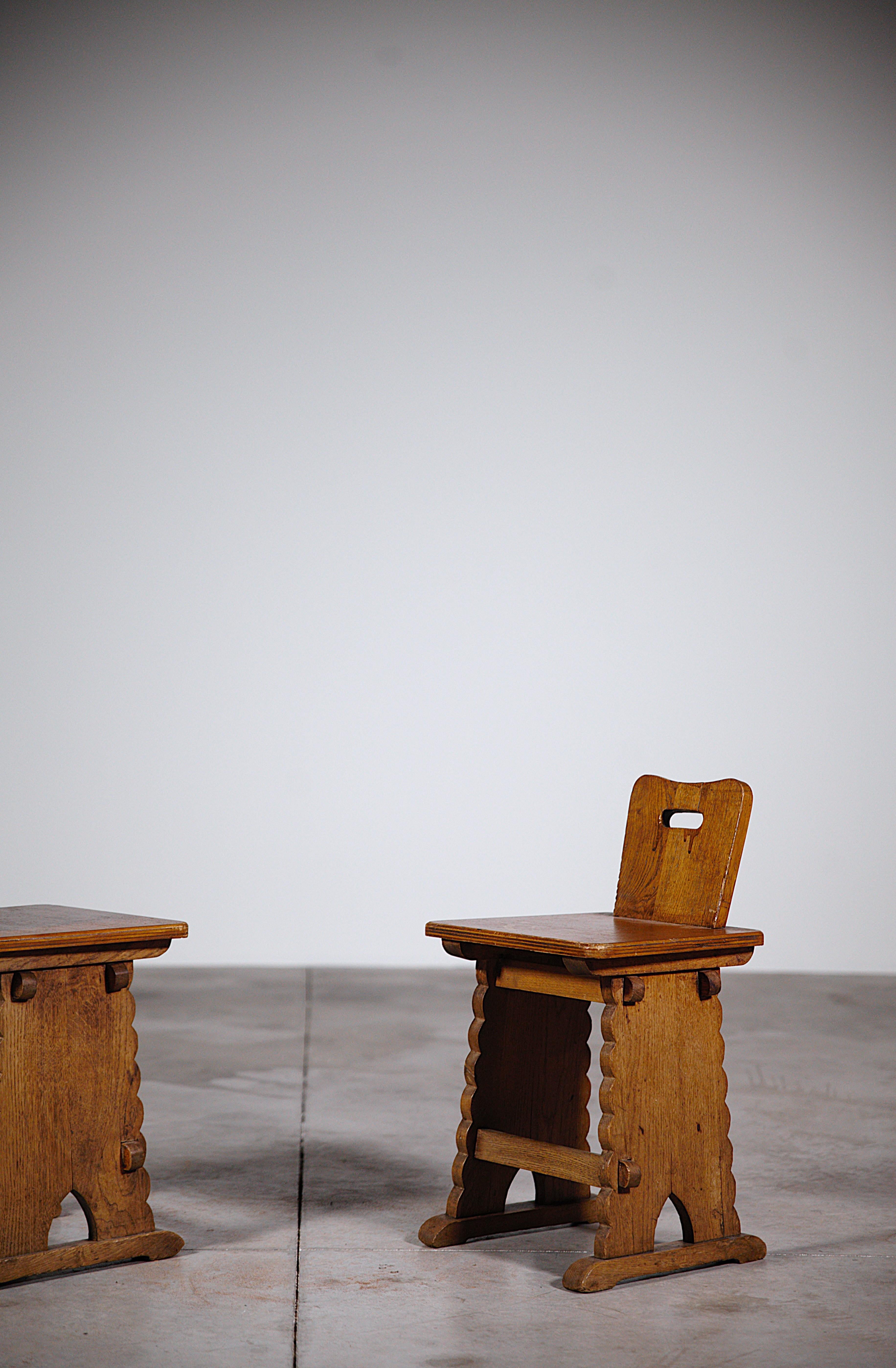A Pair of Rustic Stools from French Mountains 1970s For Sale 8