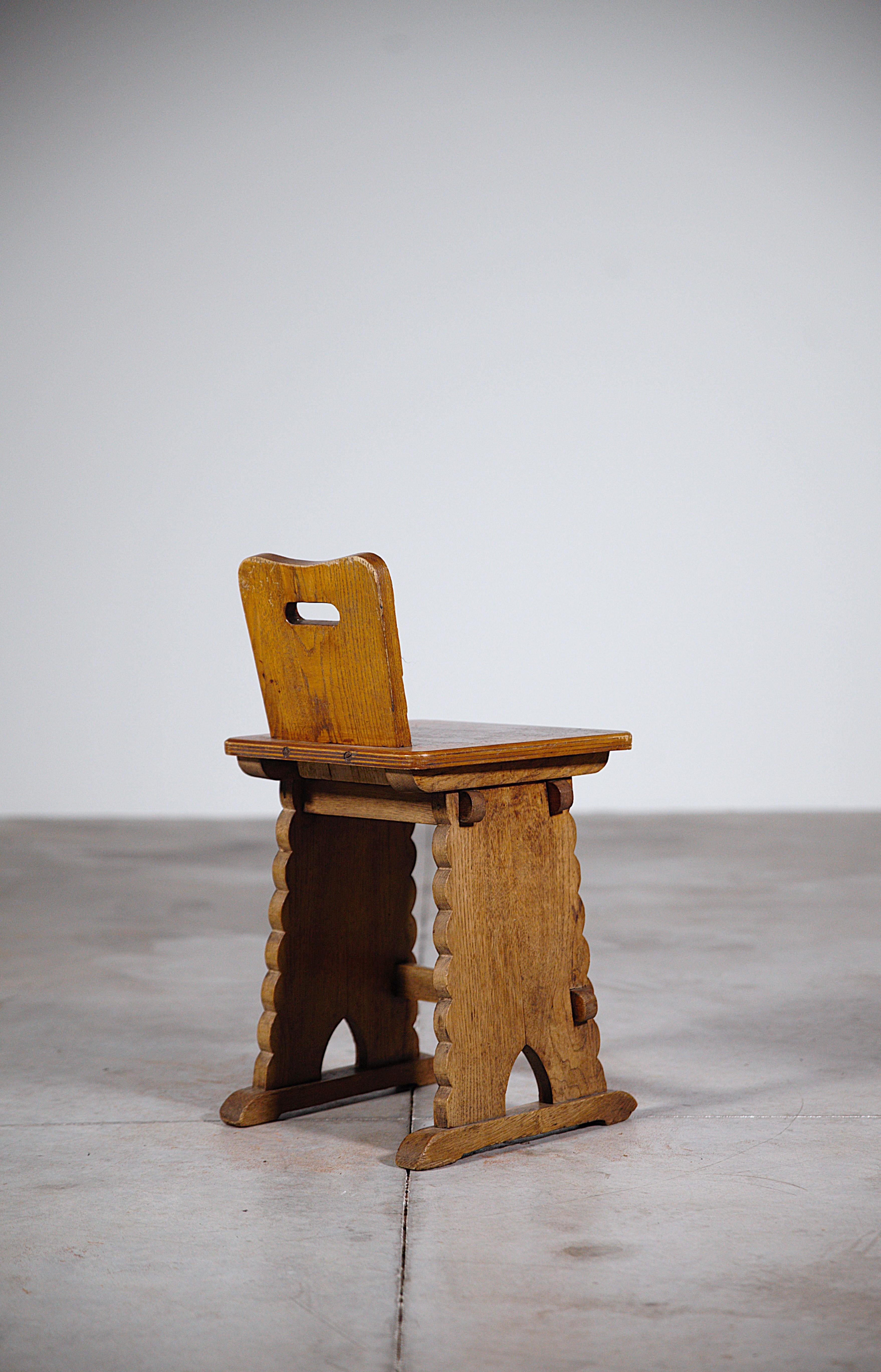 Wood A Pair of Rustic Stools from French Mountains 1970s For Sale