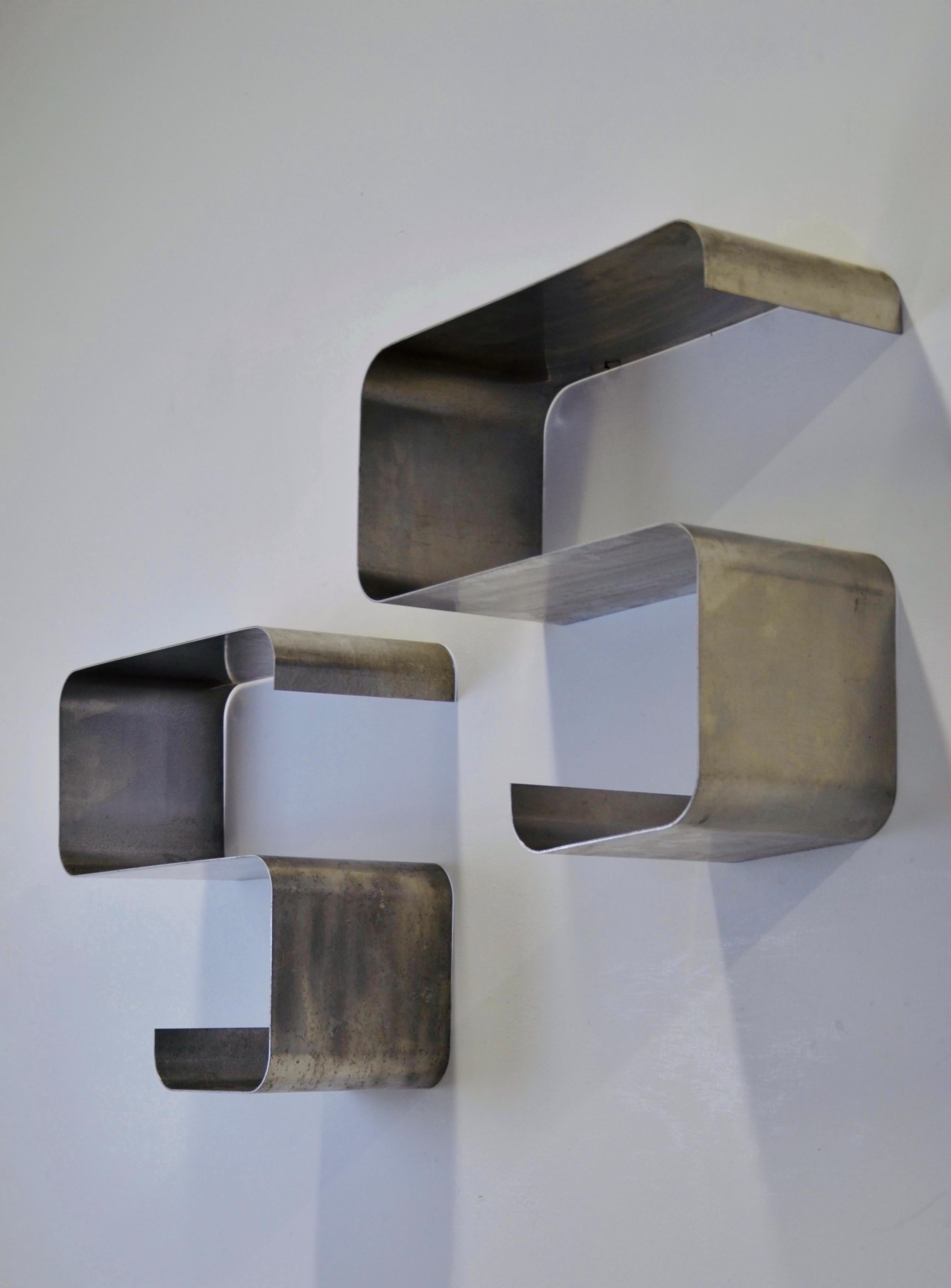 Modern A pair of S-shaped stainless steel shelves 
