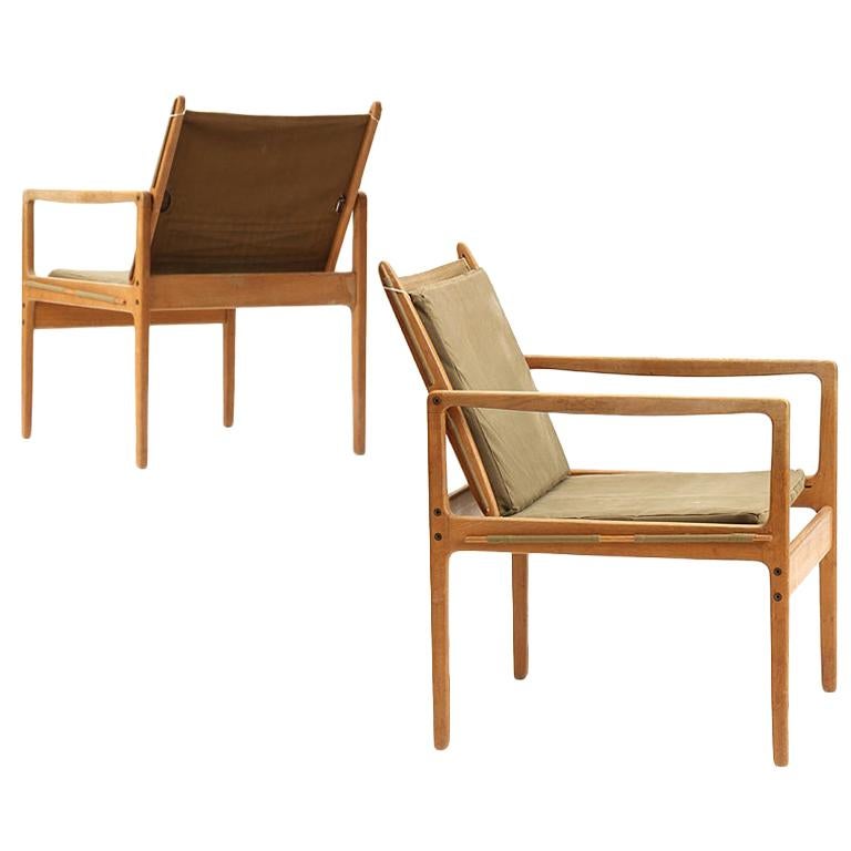 Pair of Safari Chairs by Ole Wanscher For Sale