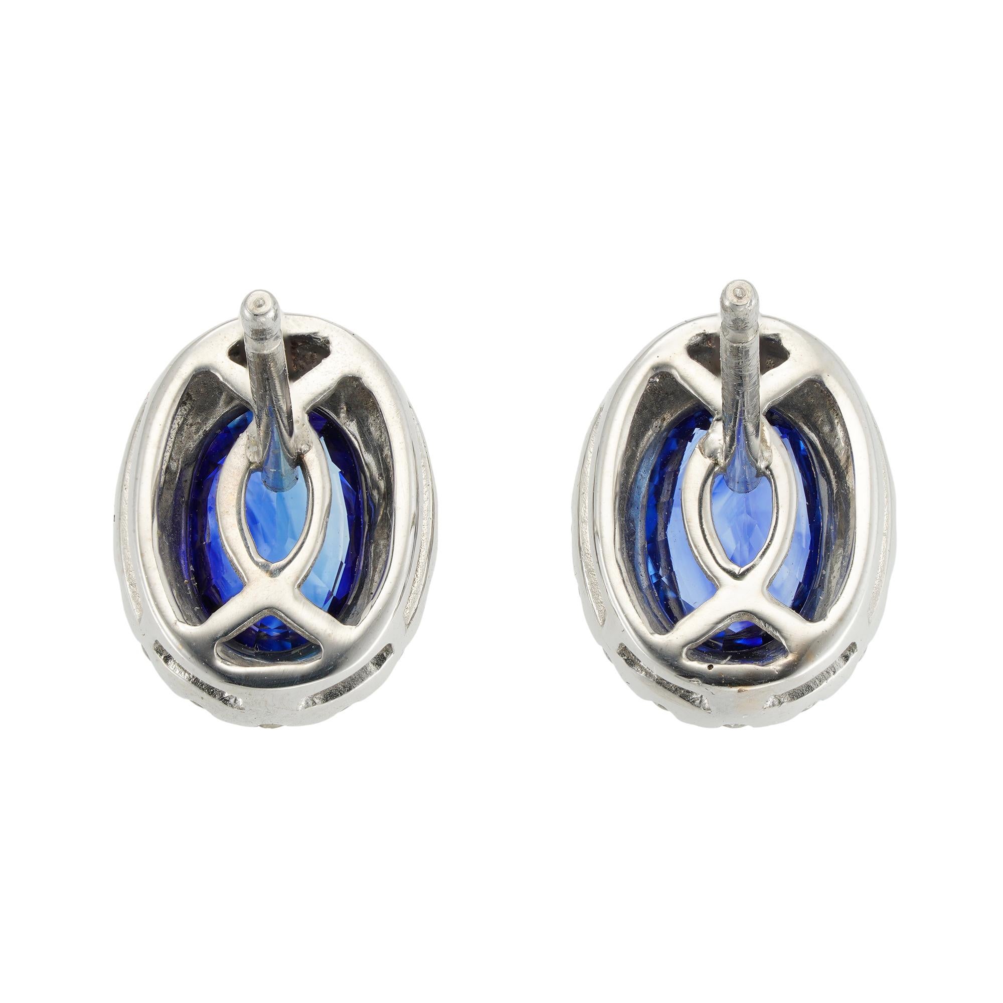 Contemporary Pair of Sapphire and Diamond Cluster Earrings
