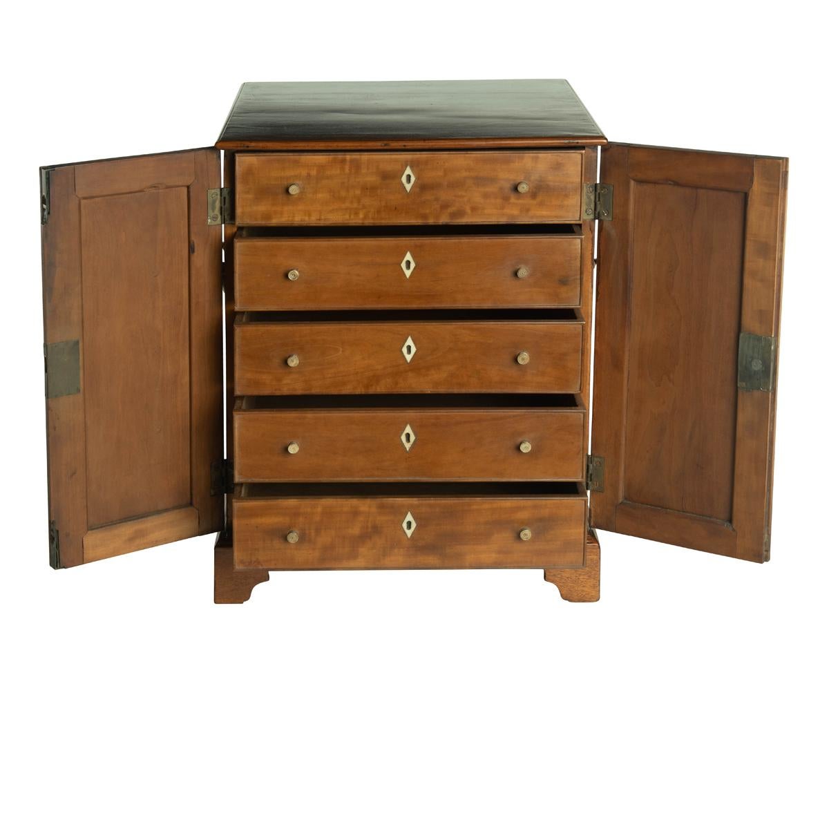 19th Century Pair of Satinwood Anglo Chinese Collector’s Table Cabinets For Sale