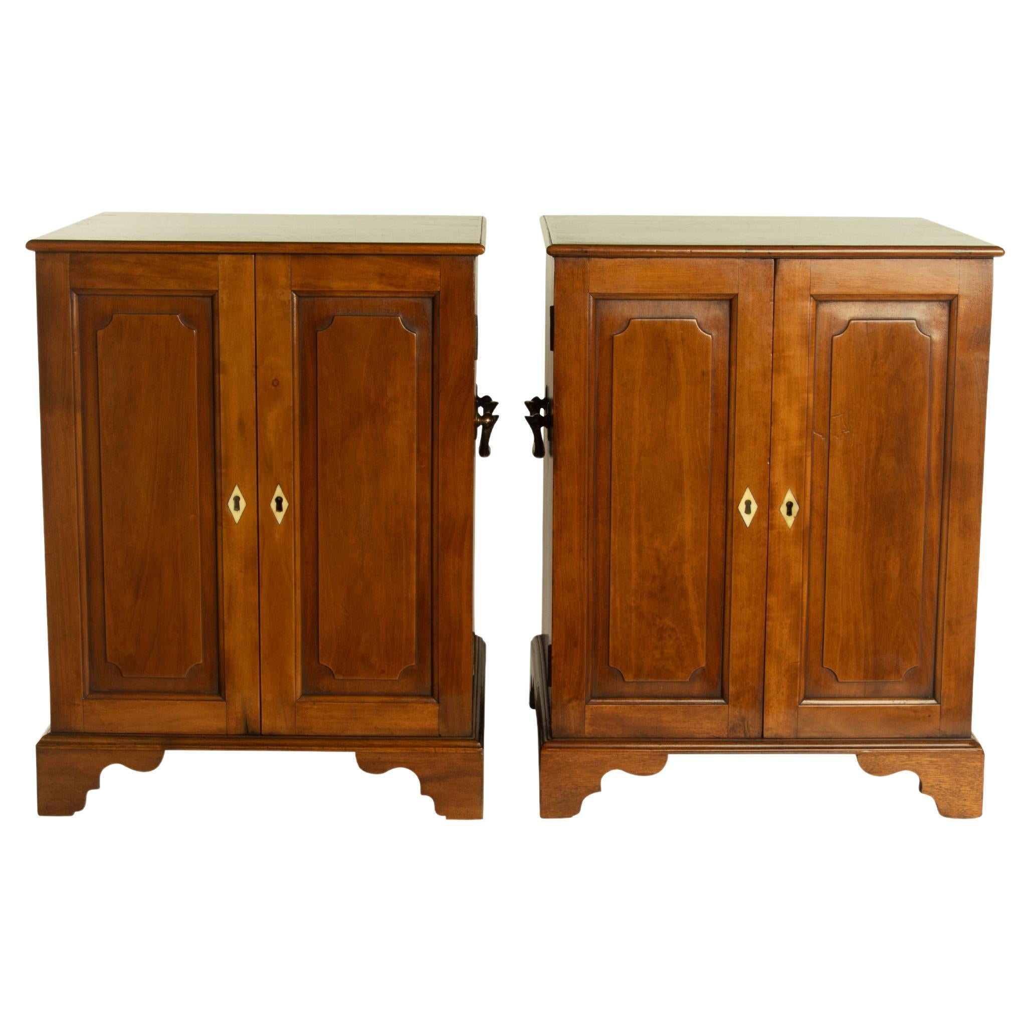 Pair of Satinwood Anglo Chinese Collector’s Table Cabinets For Sale