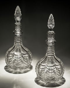 A pair of scale cut Victorian decanters