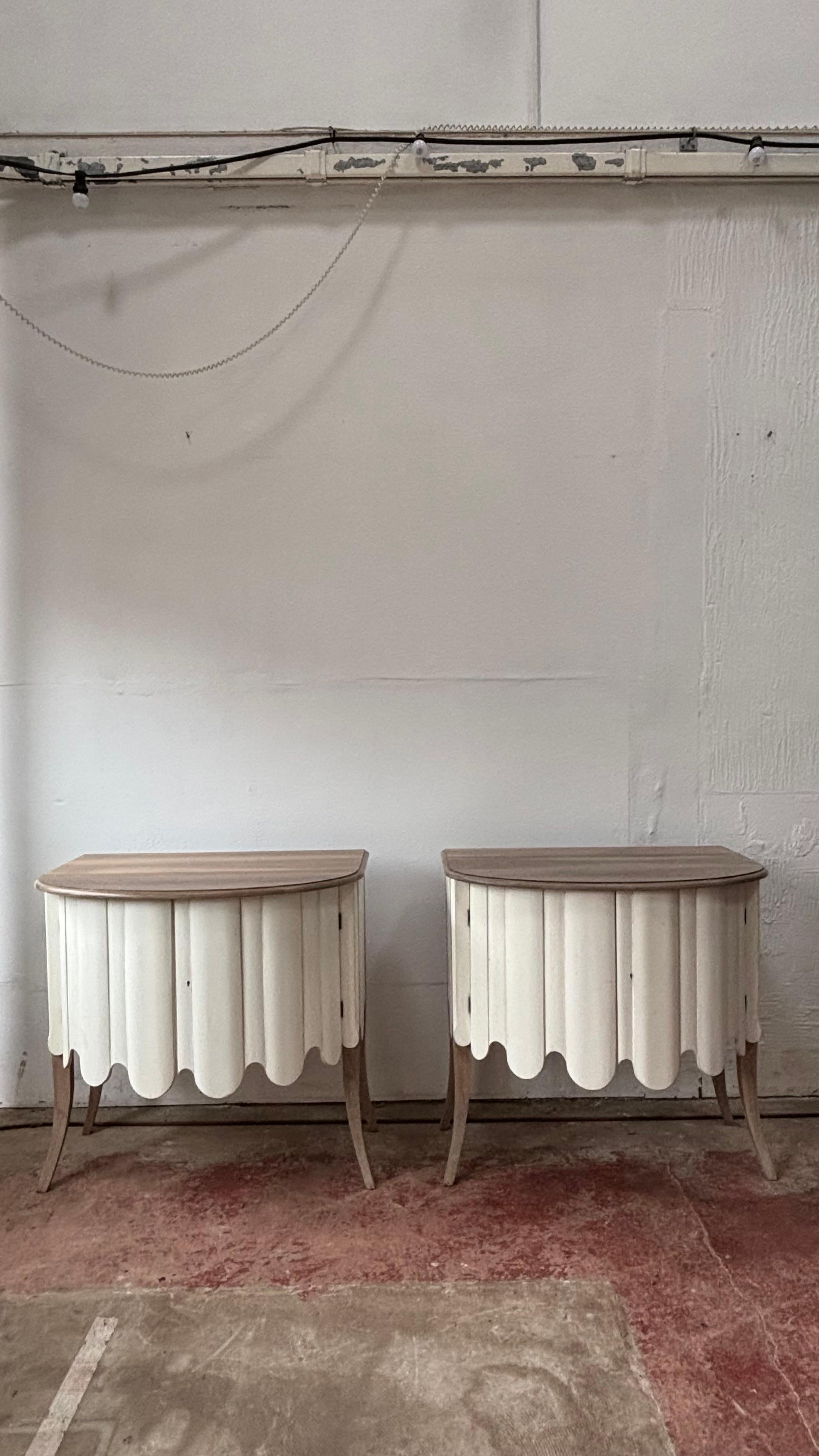 A Pair of Scallop Fronted Commode Chests, French 1950's 5