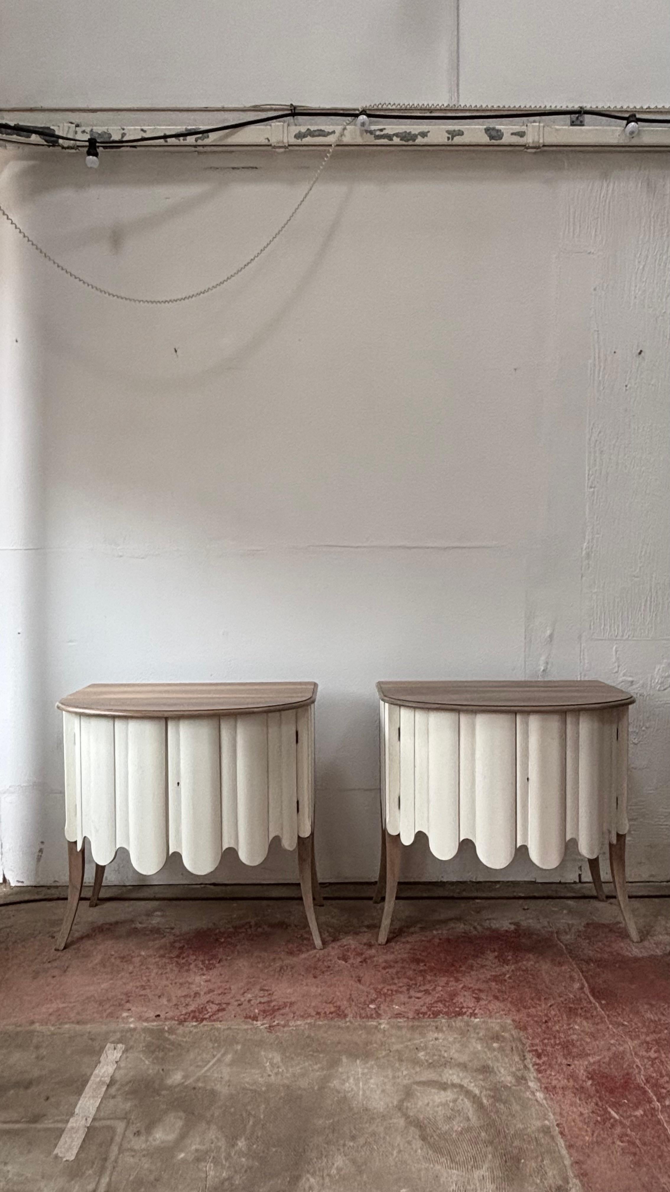 Painted A Pair of Scallop Fronted Commode Chests, French 1950's