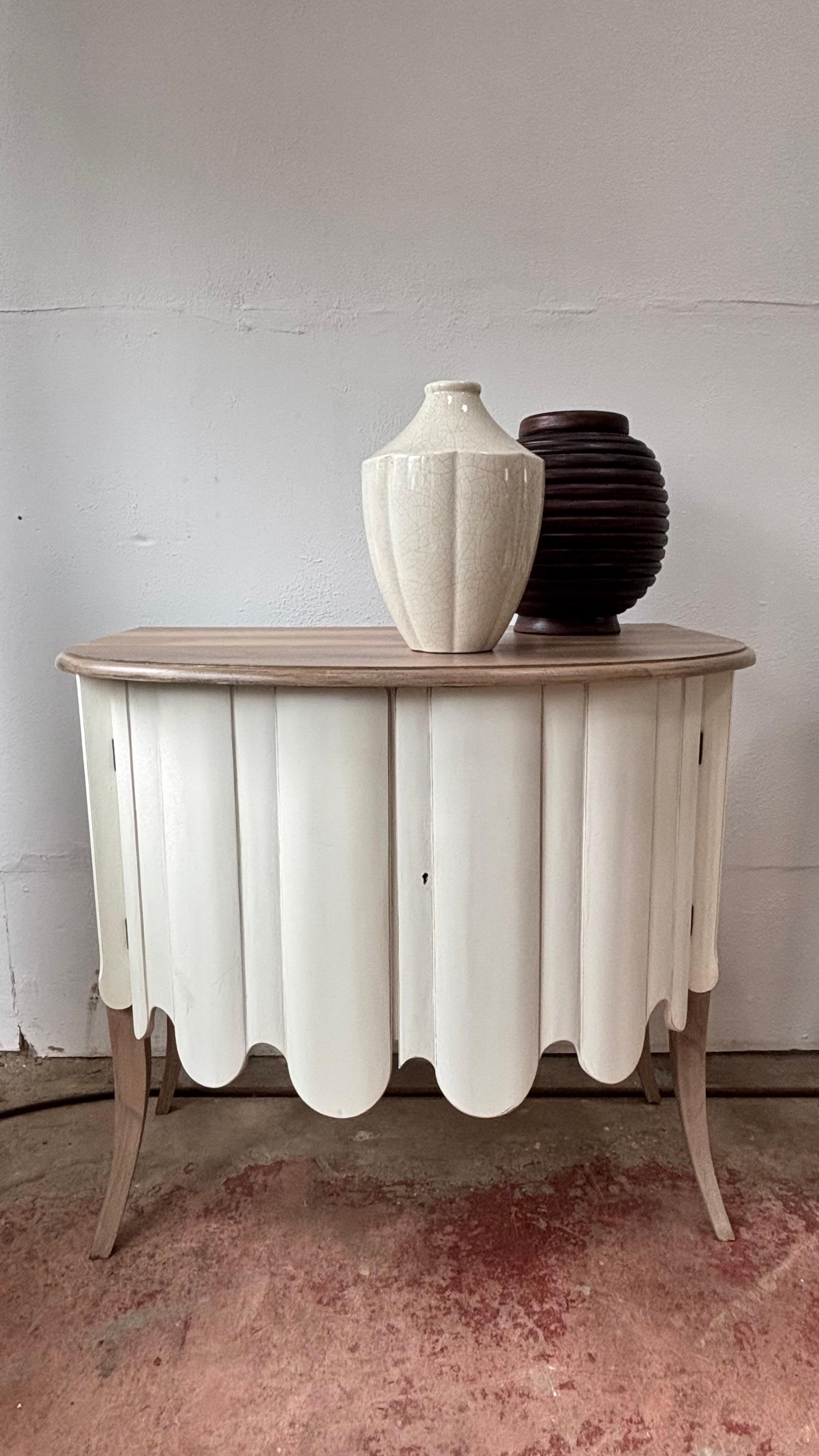 A Pair of Scallop Fronted Commode Chests, French 1950's In Good Condition In Sherborne, GB