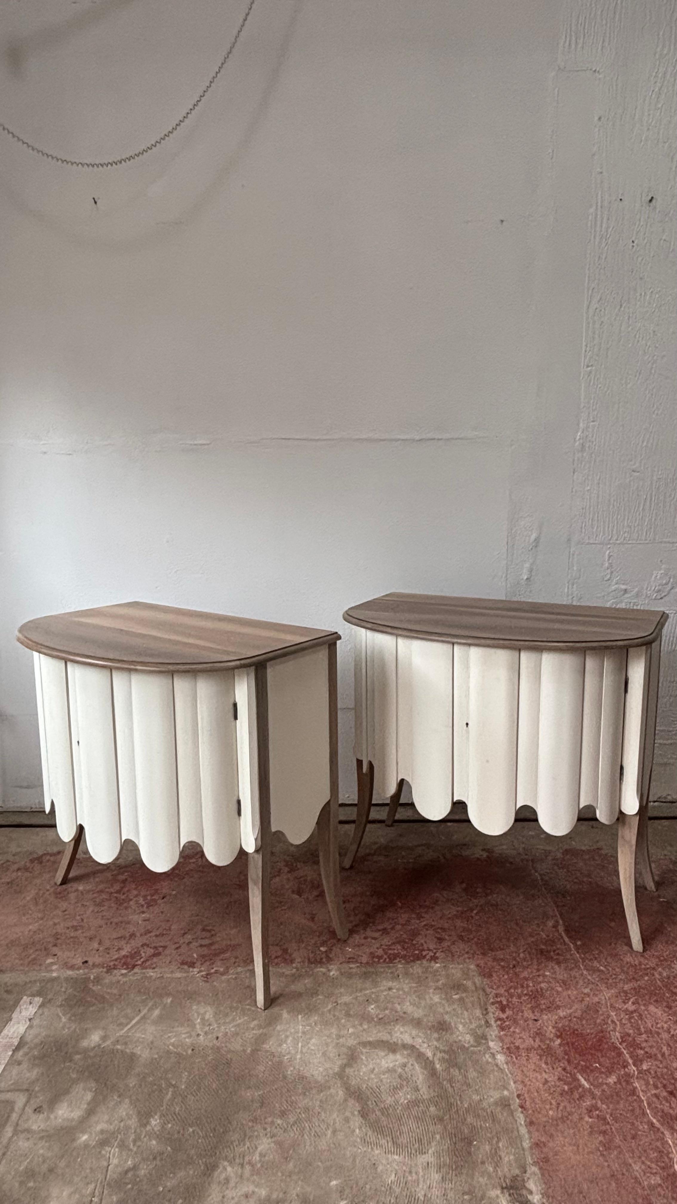 Wood A Pair of Scallop Fronted Commode Chests, French 1950's