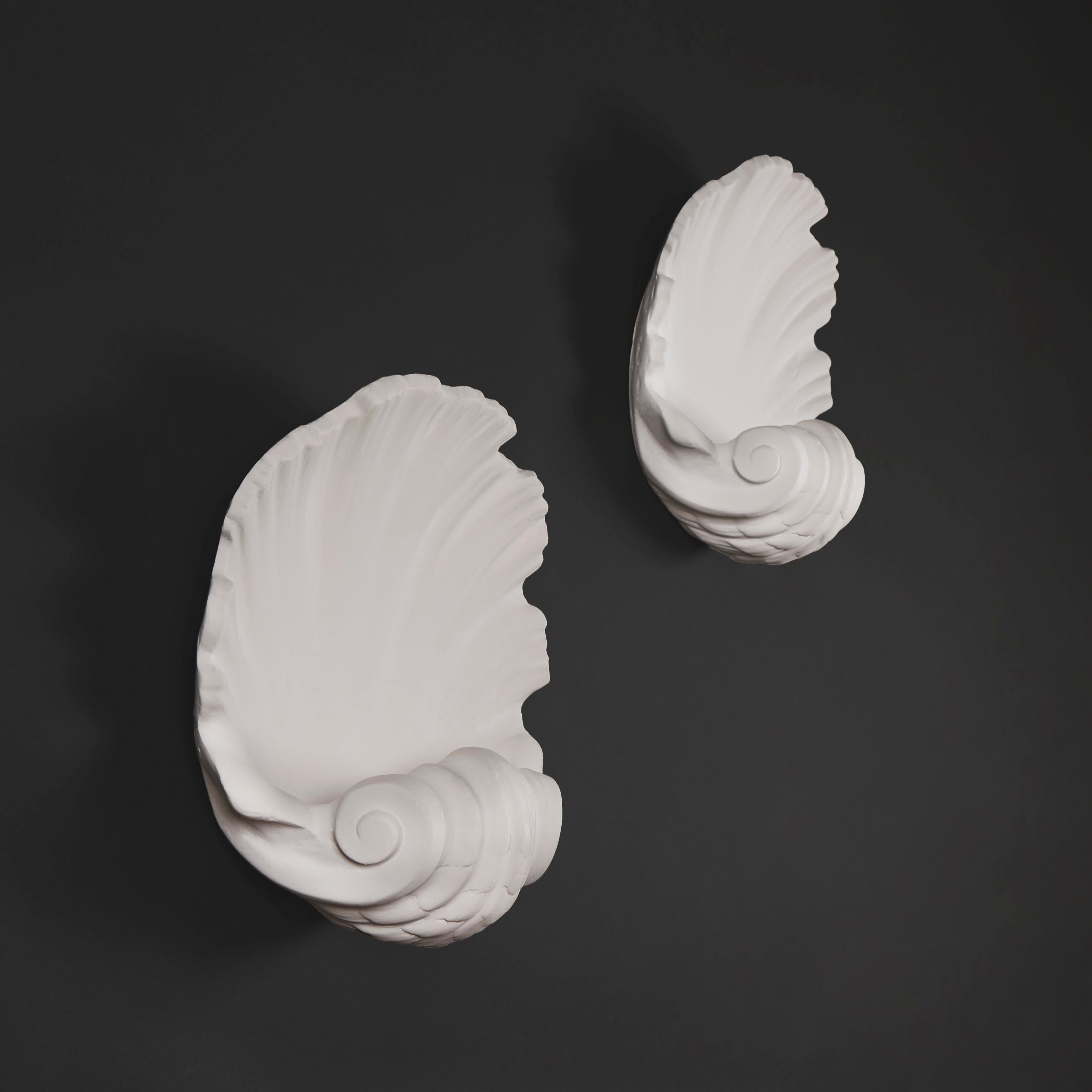English A Pair Of Scallop Shell Plaster Wall Lights