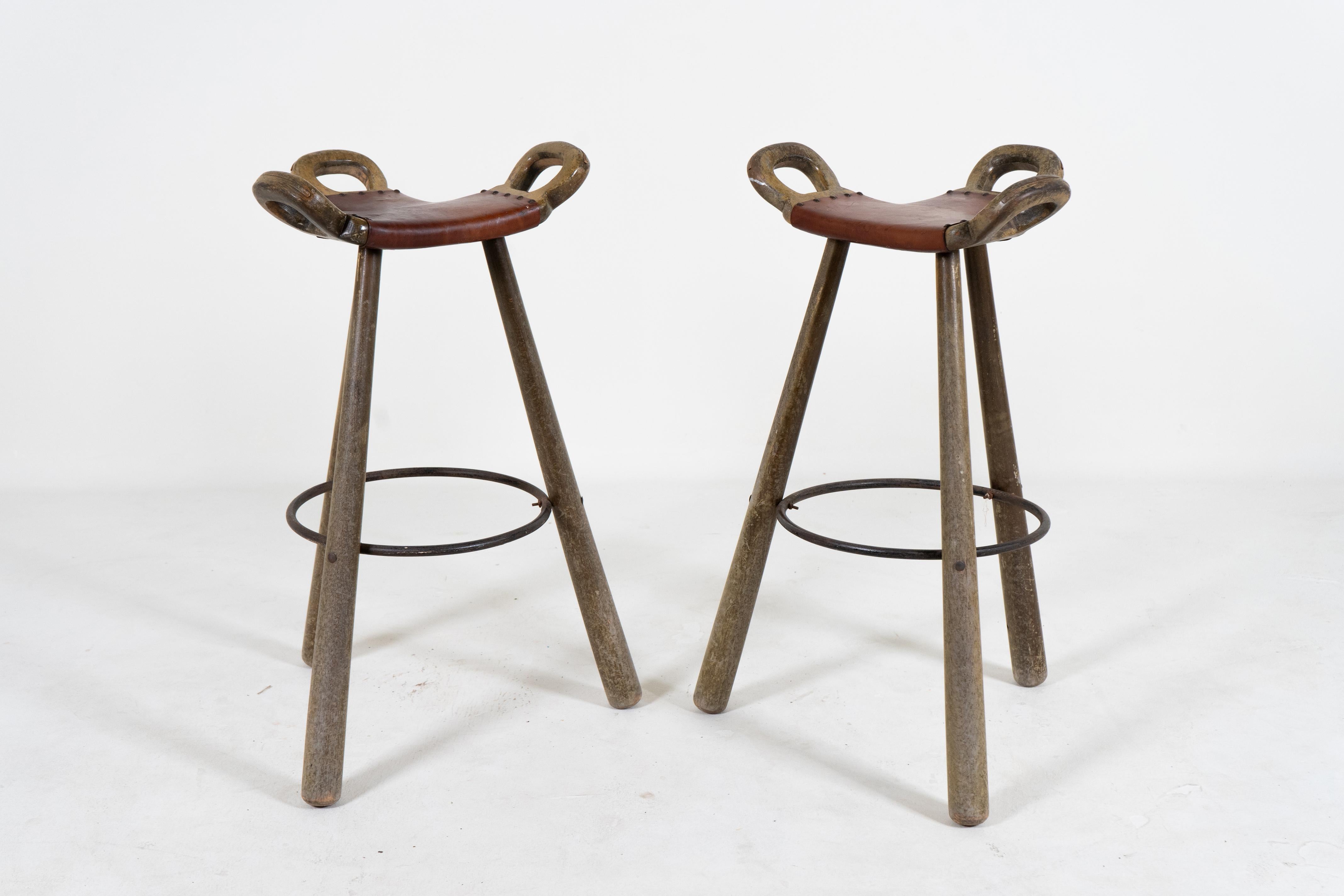 Swedish A Pair of Scandinavian Bar Stools by Carl Malmsten, 1950s For Sale