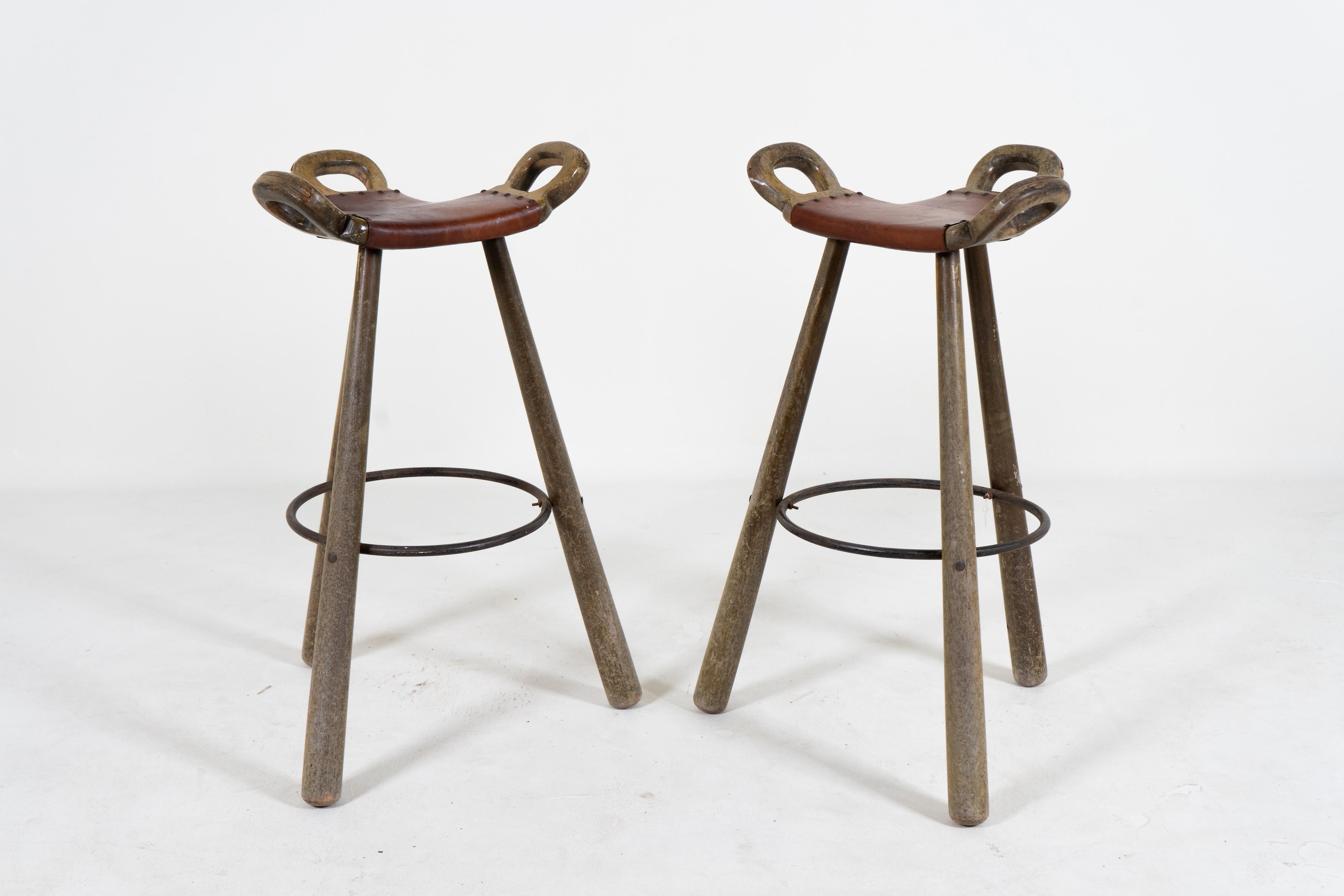 Swedish A Pair of Scandinavian Bar Stools by Carl Malmsten, 1950s