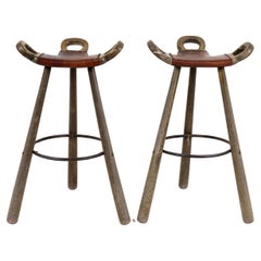 Paire de tabourets de bar scandinaves par Carl Malmsten, années 1950